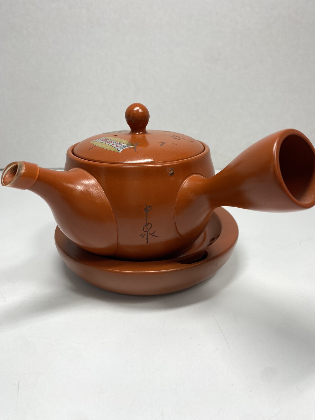 1960-1970s Chinese yixing red clay Shui Ping Teapot Vintage Original Labels