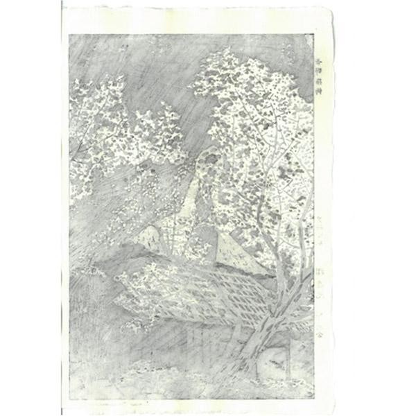 Shiro Kasamatsu Yoshino Plum Village Woodblock Print Framed UNSODO