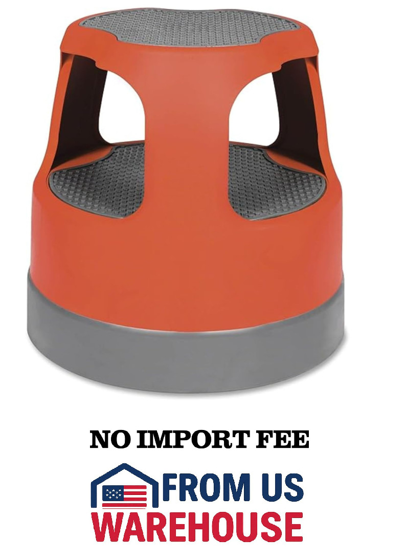 Cramer Scooter Stool 2-Step Rolling Step Stool 300 lb Red Plastic 16″
