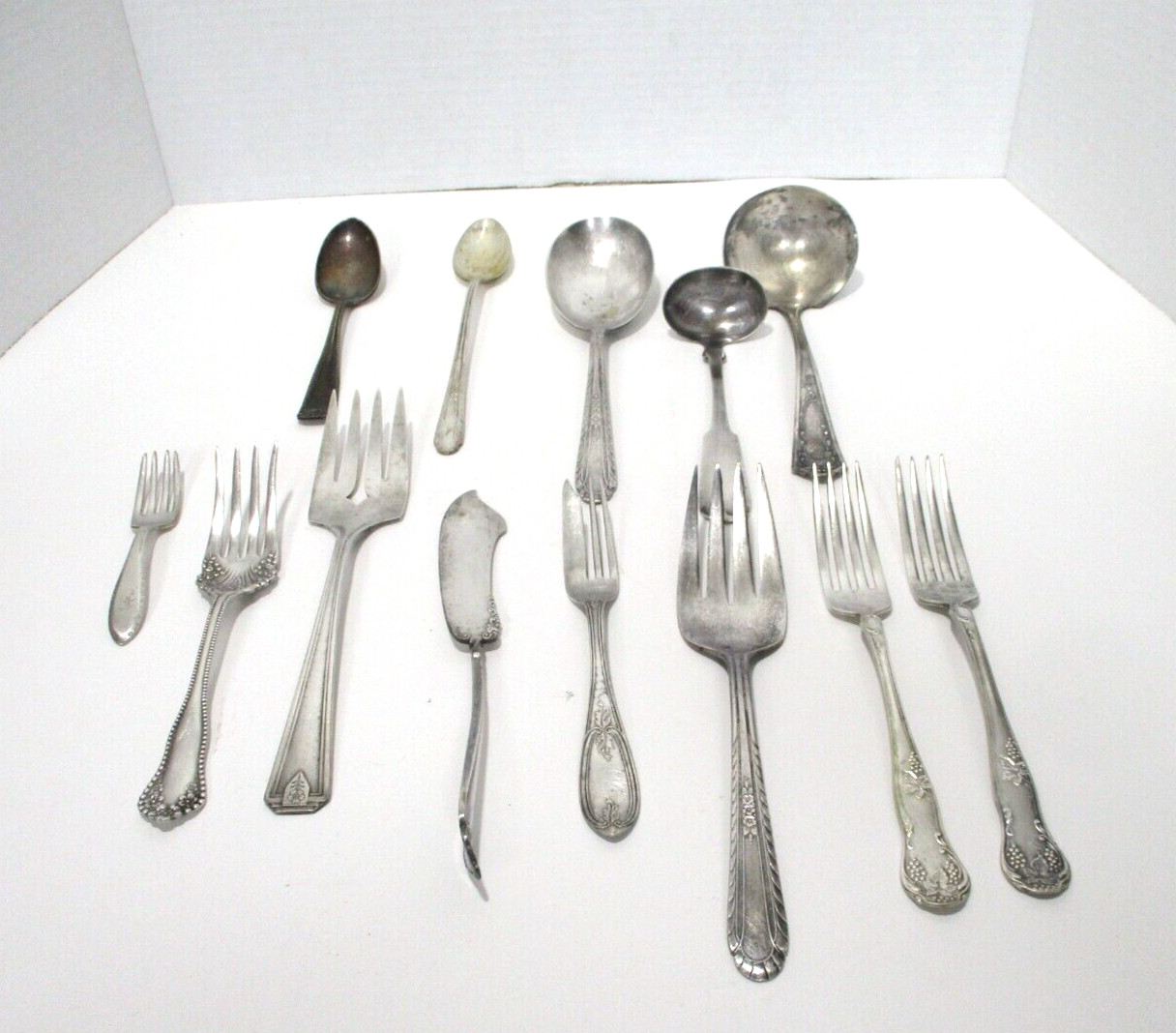 Vintage and Antique Silver Plate Serving Pieces & Utensils Lot of 13