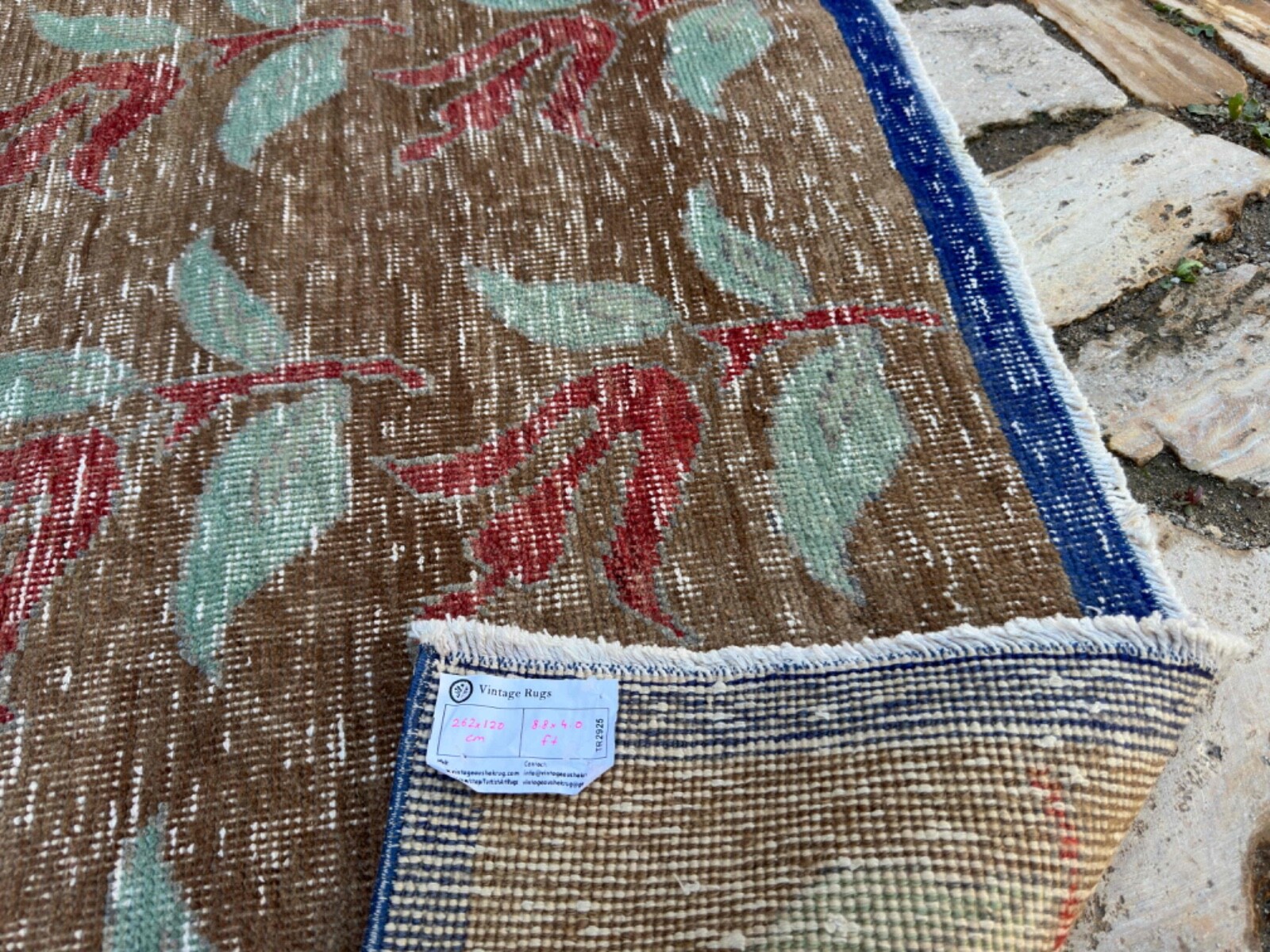 Hand-Knotted Oushak Rug 4×9 Brown Wool Floral Carpet Medium Size Anatolian Rug