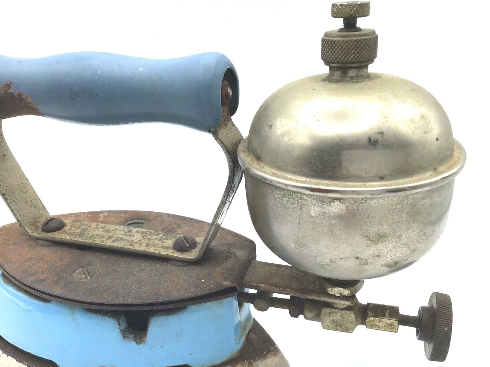 1930’s Coleman SAD Iron Model 4-A Antique Blue Enamel Lite Gas Heating