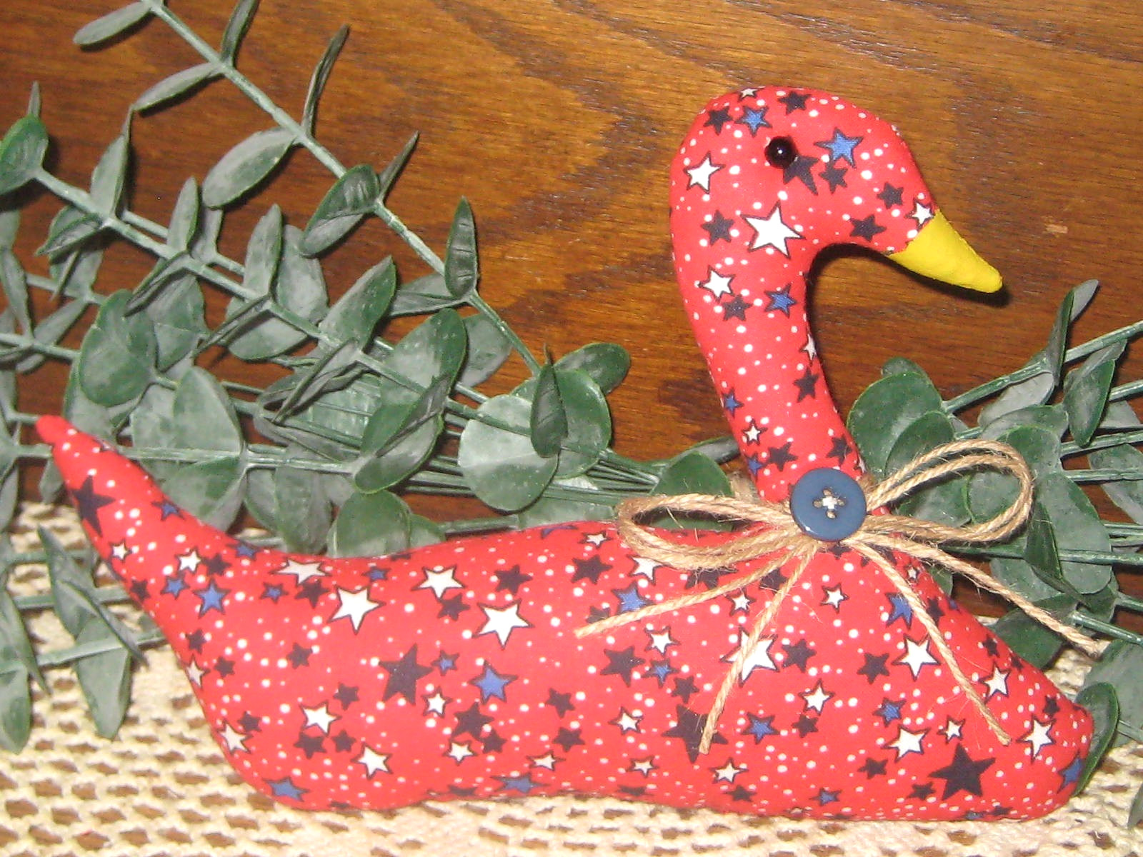 Patriotic Home 3 Fabric Swans Bowl Fillers Handmade Gift 4th of July Centerpiece