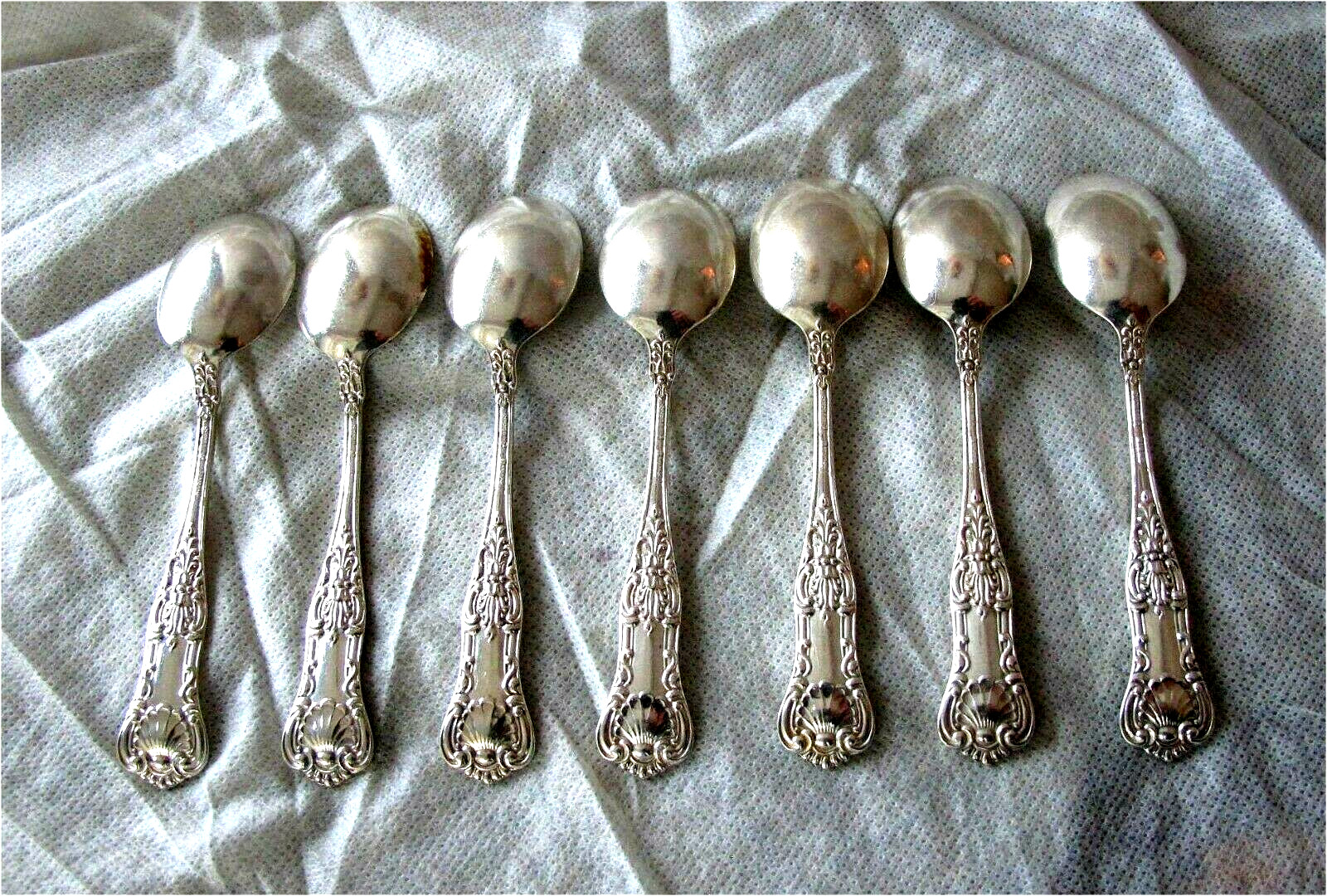 Birks Queens Pattern Sterling Silver flatware 7 COFFEE spoons Superb 186 gr