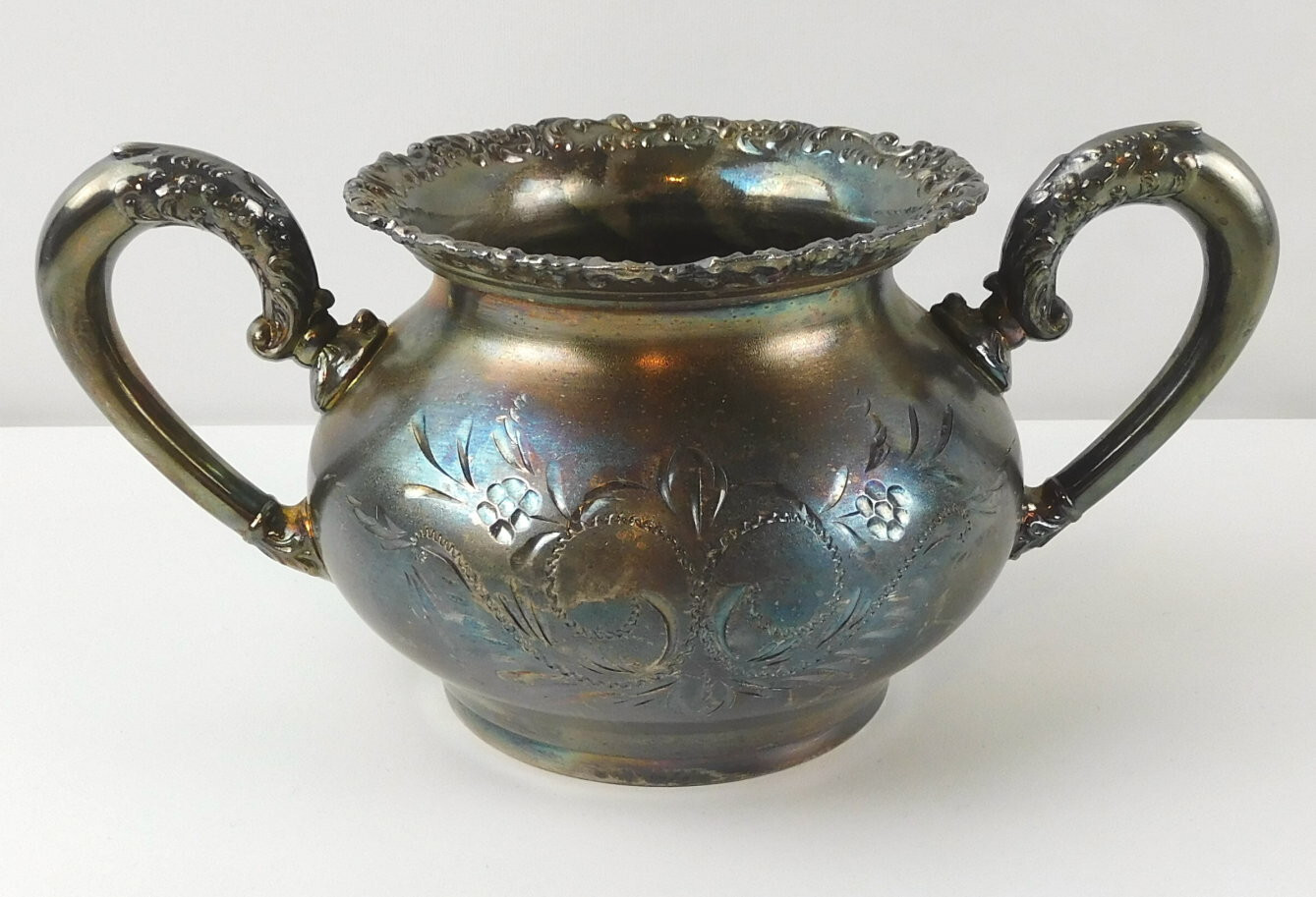 Van Bergh Silver Plate Antique Waste Bowl Quadruple Plate 468 c1898 “4075”