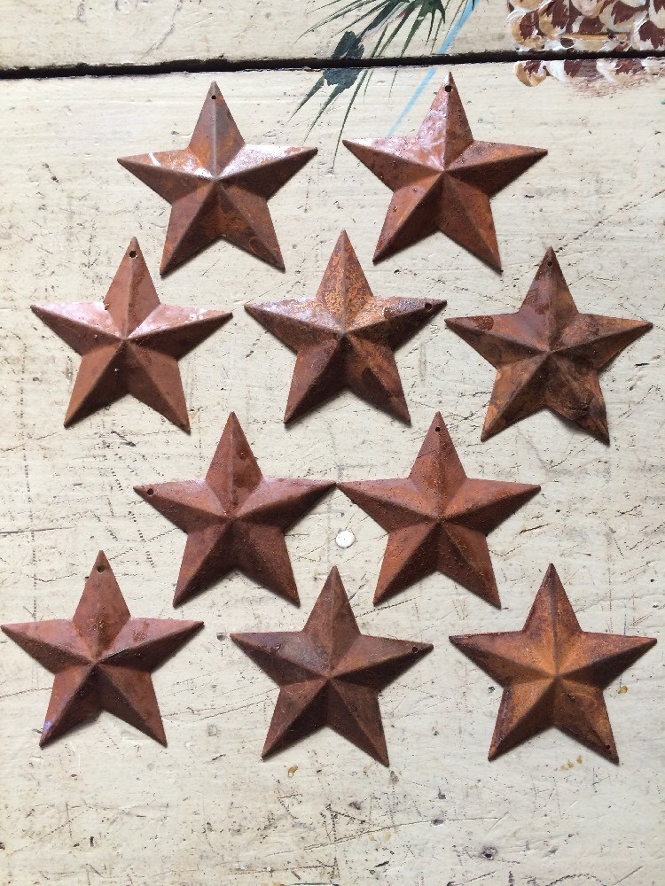 2.25″ Rusty Rust Tin/Metal Barn Stars Star 10 Pack Dimensional 2 1/4″ NEW