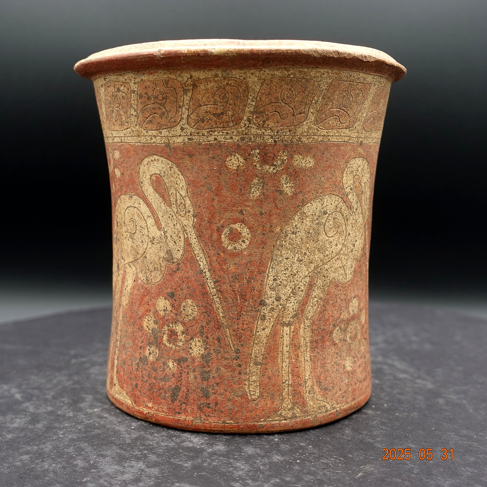 Pre-Columbian Authentic Artifact Ceramic Pottery Poly-Chrome Maya Cylinder