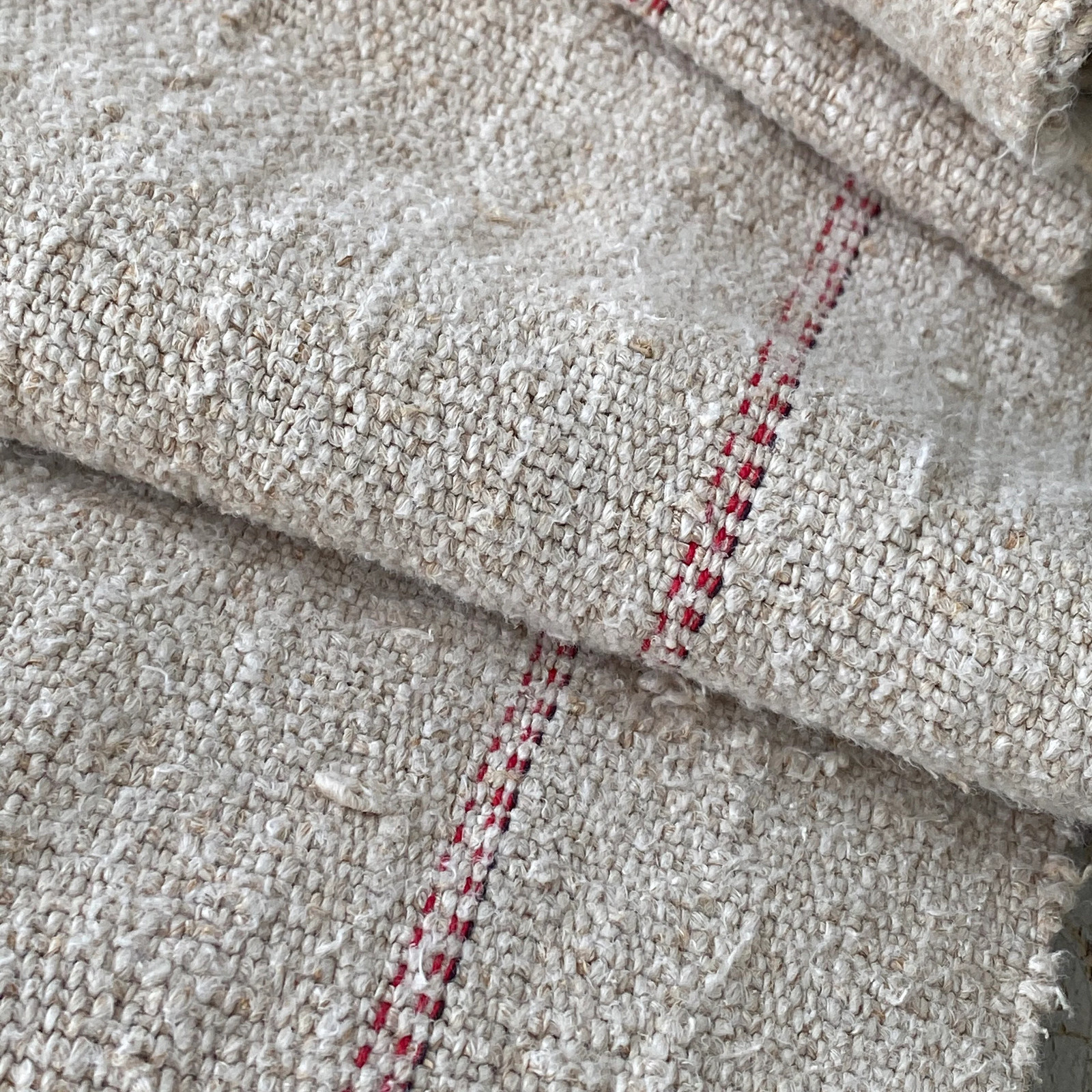 Nubby fabric hand woven homespun hemp Grainsack linen organic natural material