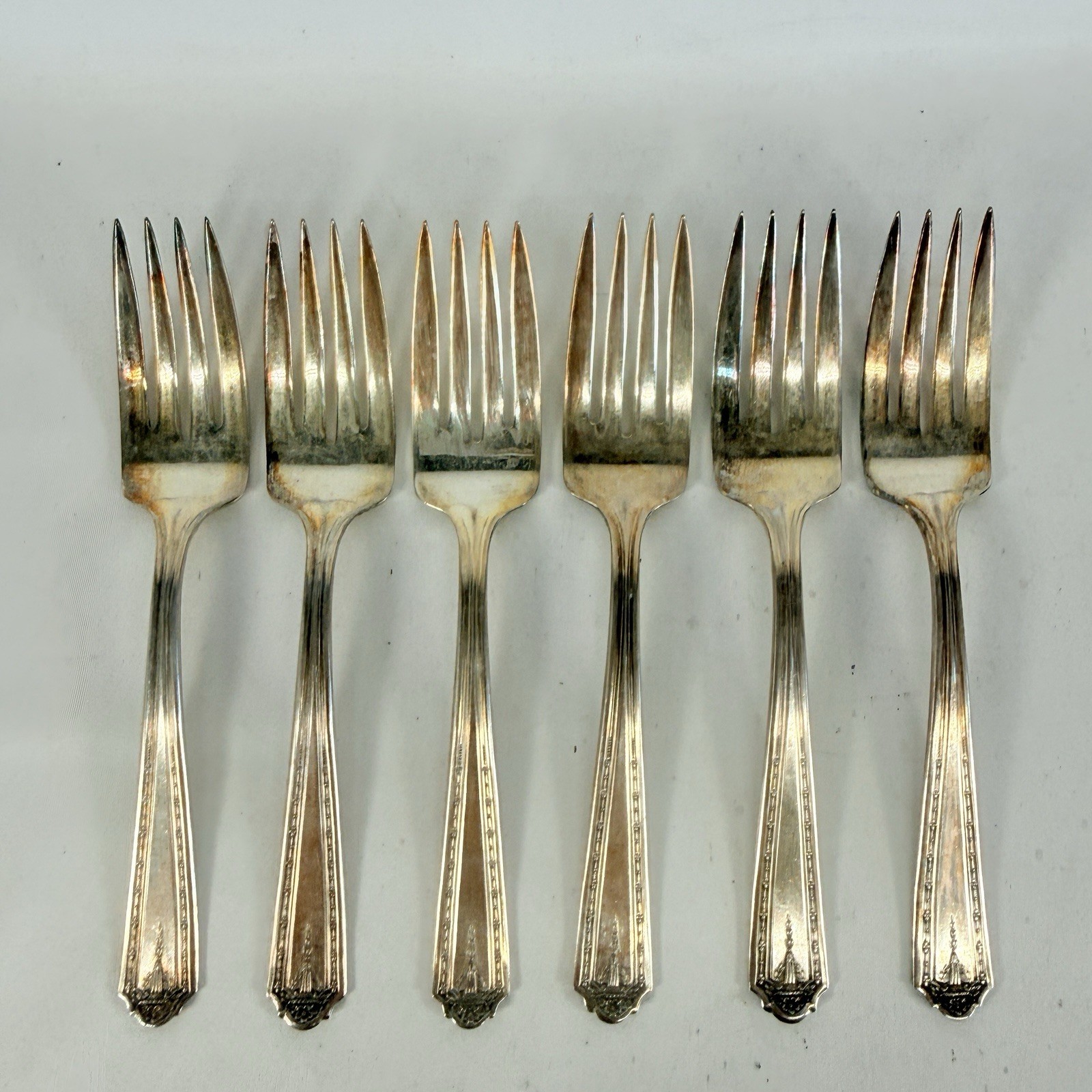 Majestic Silver Plate Forks Flatware Art Deco Set Replacement Lot Of 6 Antique