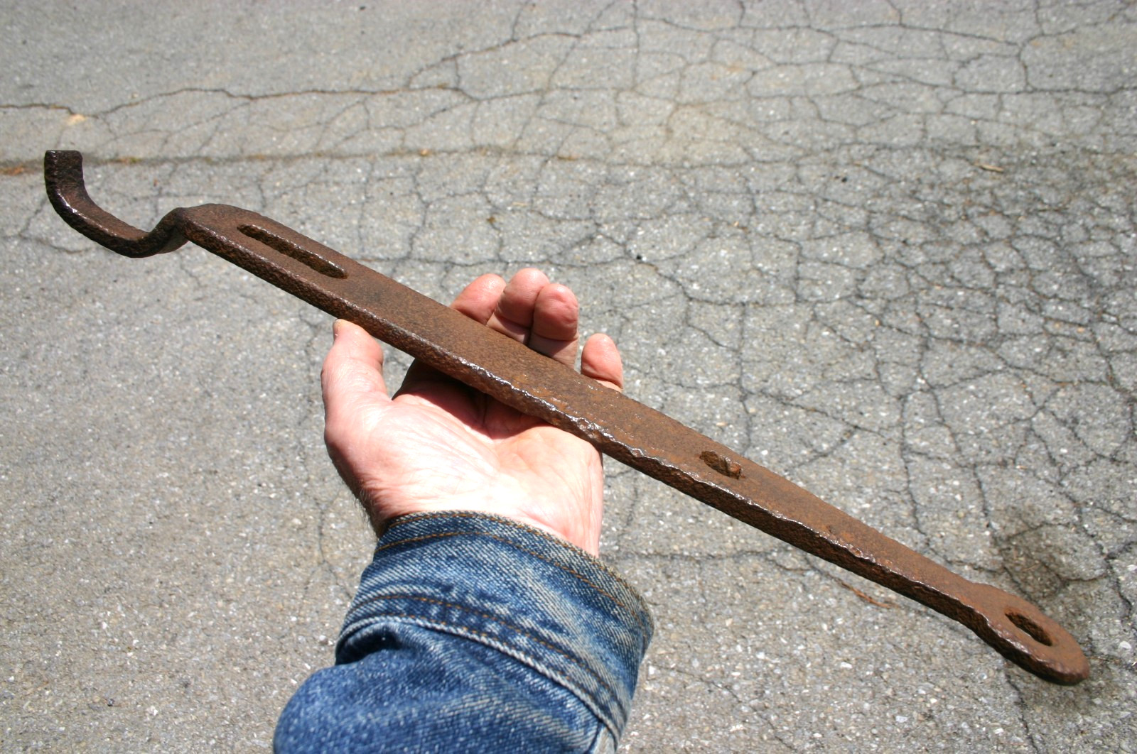 Unusual, Large Antique/Vintage Hasp, Wrought Iron, Hand-Forged w/ Keeper & “Bolt