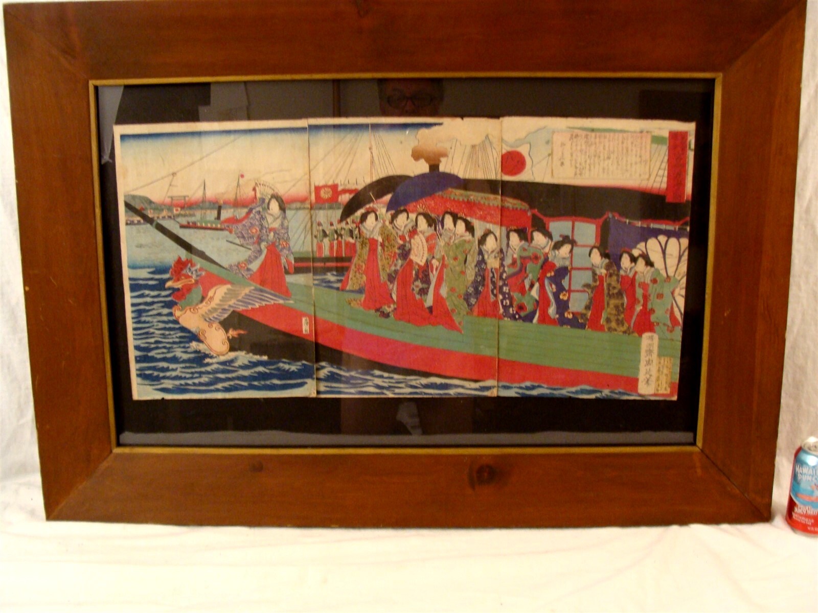 Antique 19C Chikanobu Yoshu Woodblock Triptych Print