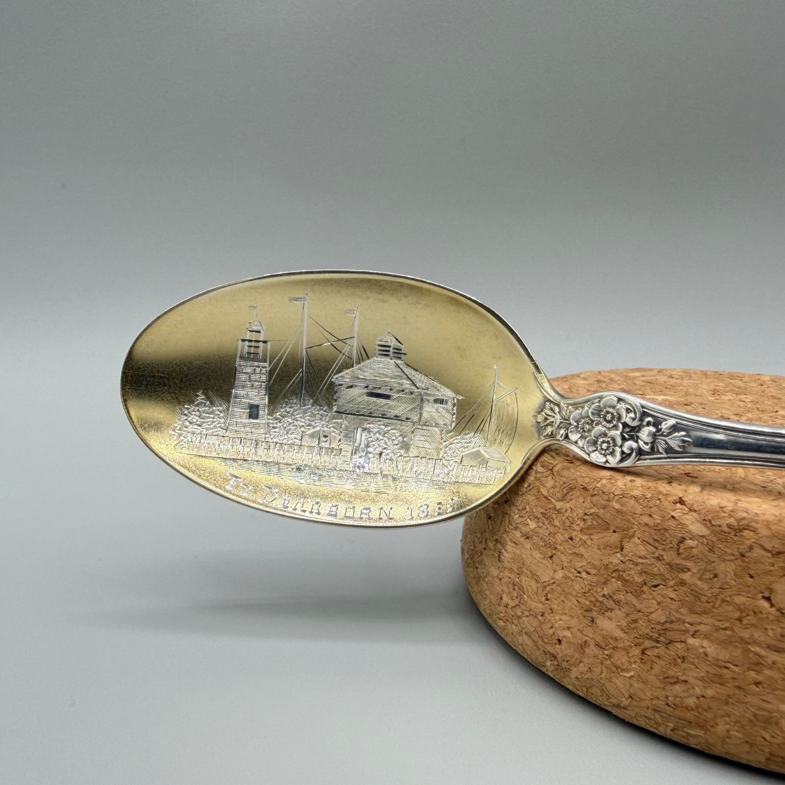 Silver 925 Fort Dearborn Chicago British Marks Souvenir Spoon