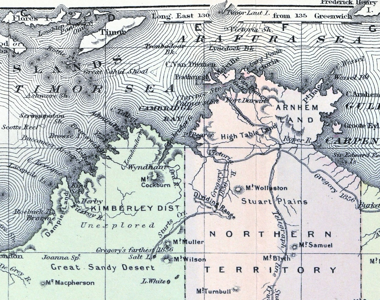 1886 Johnson Map Australia Sydney Melbourne Adelaide Brisbane Perth Tasmania