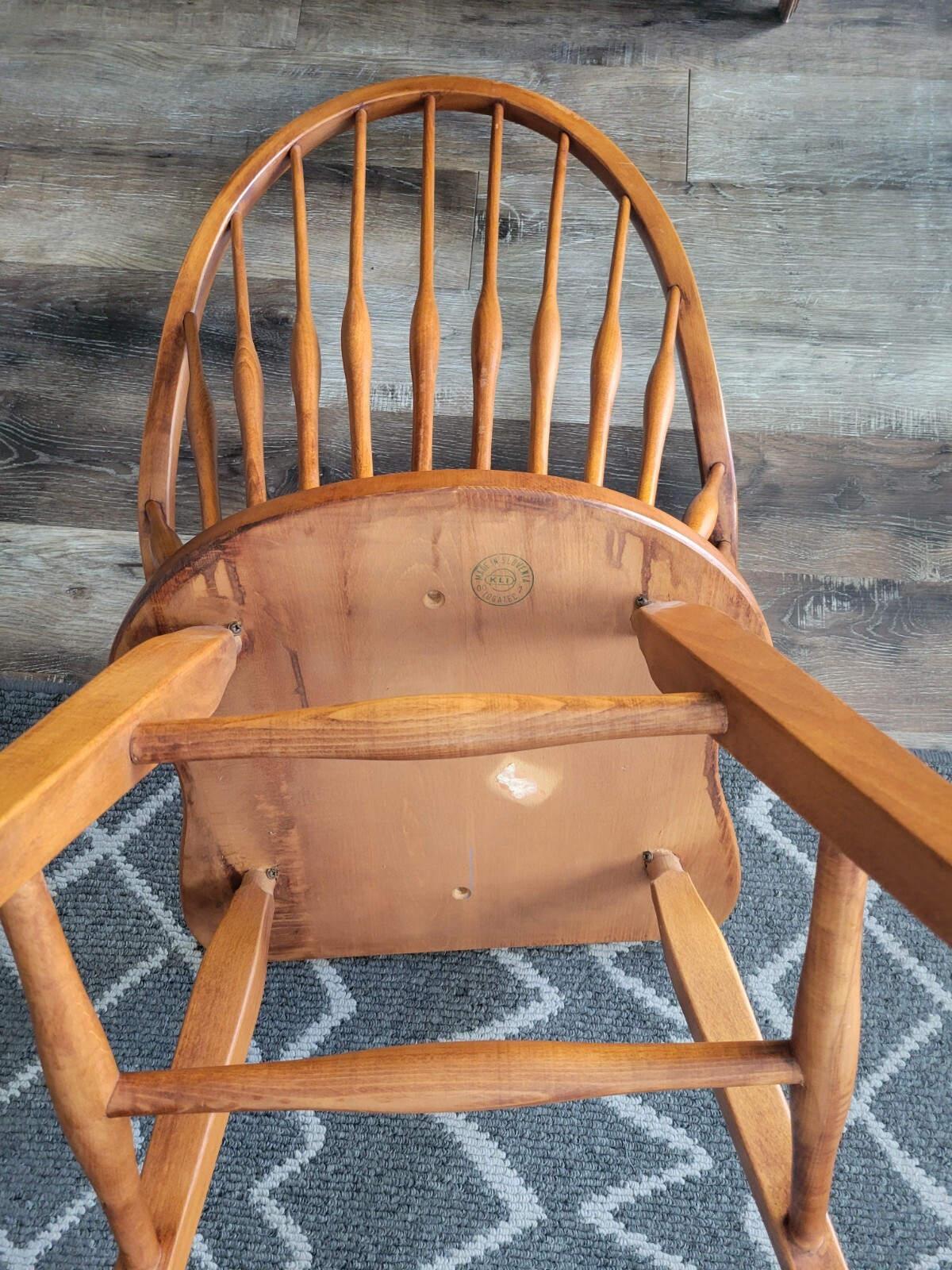 VINTAGE MID CENTURY SLOVENIA~LOGATOR~ WINDSOR DINING CHAIRS (2)~ORIGINAL FINISH