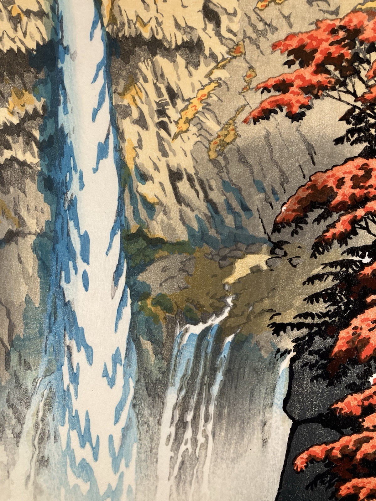 Kasamatsu Shiro Woodblock Print “Kegon Waterfall at Nikko” Shin-hanga