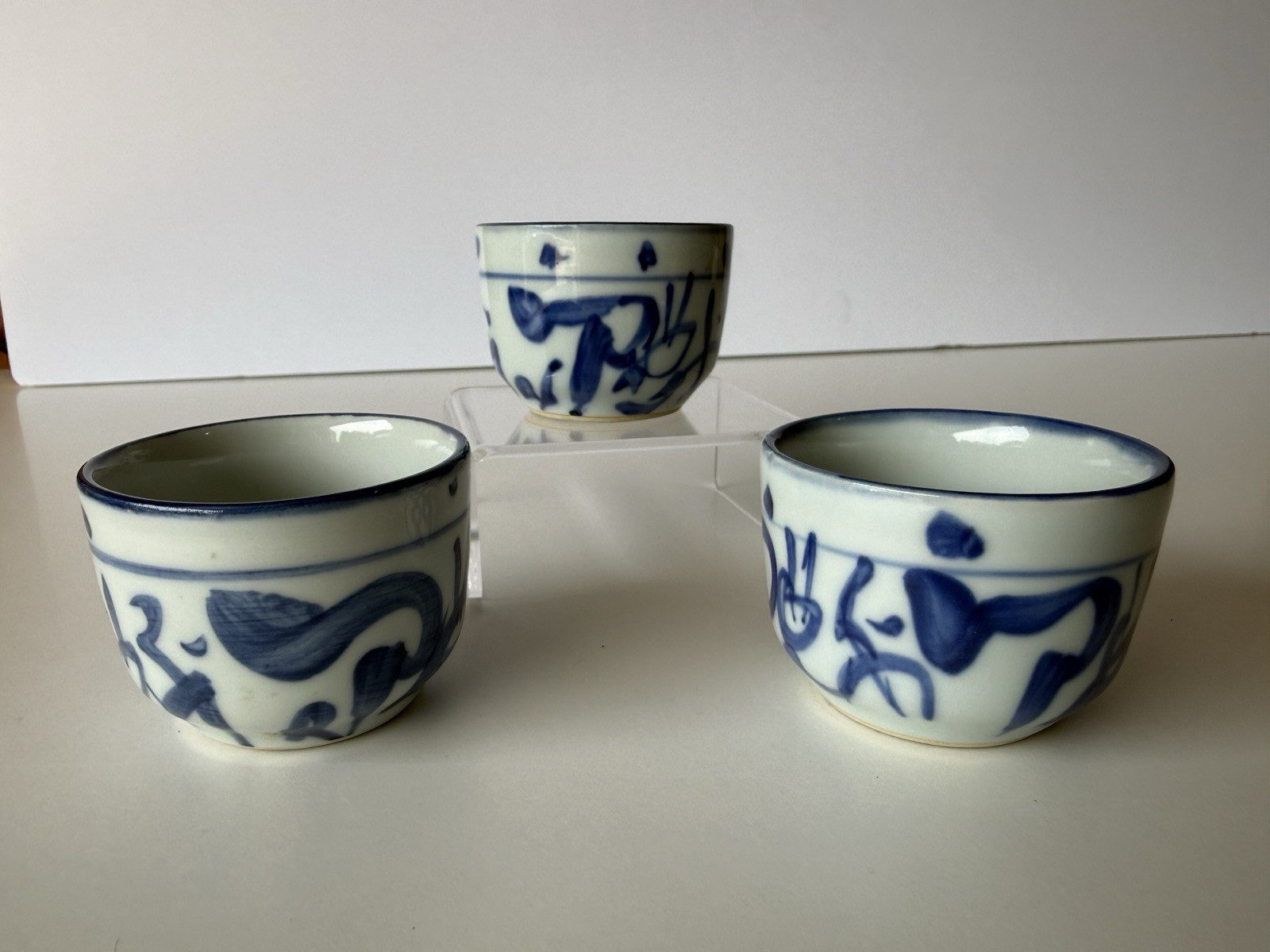 Handmade Sometsuke Guinomi Hand-Painted Japanese Ceramic Collectible