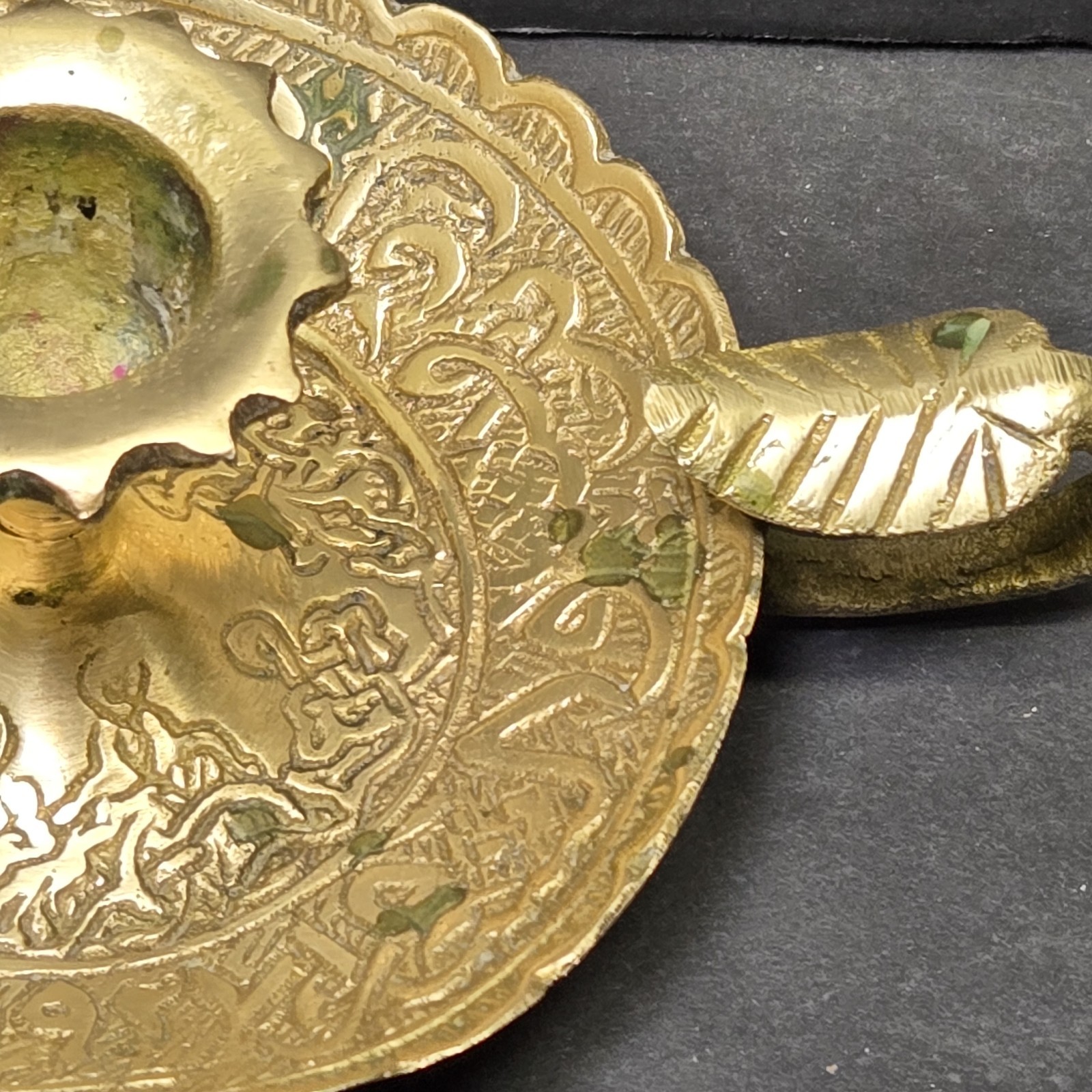 Islamic Antique Solid Brass Candle Holder Damascus Arabic Ornate Decor
