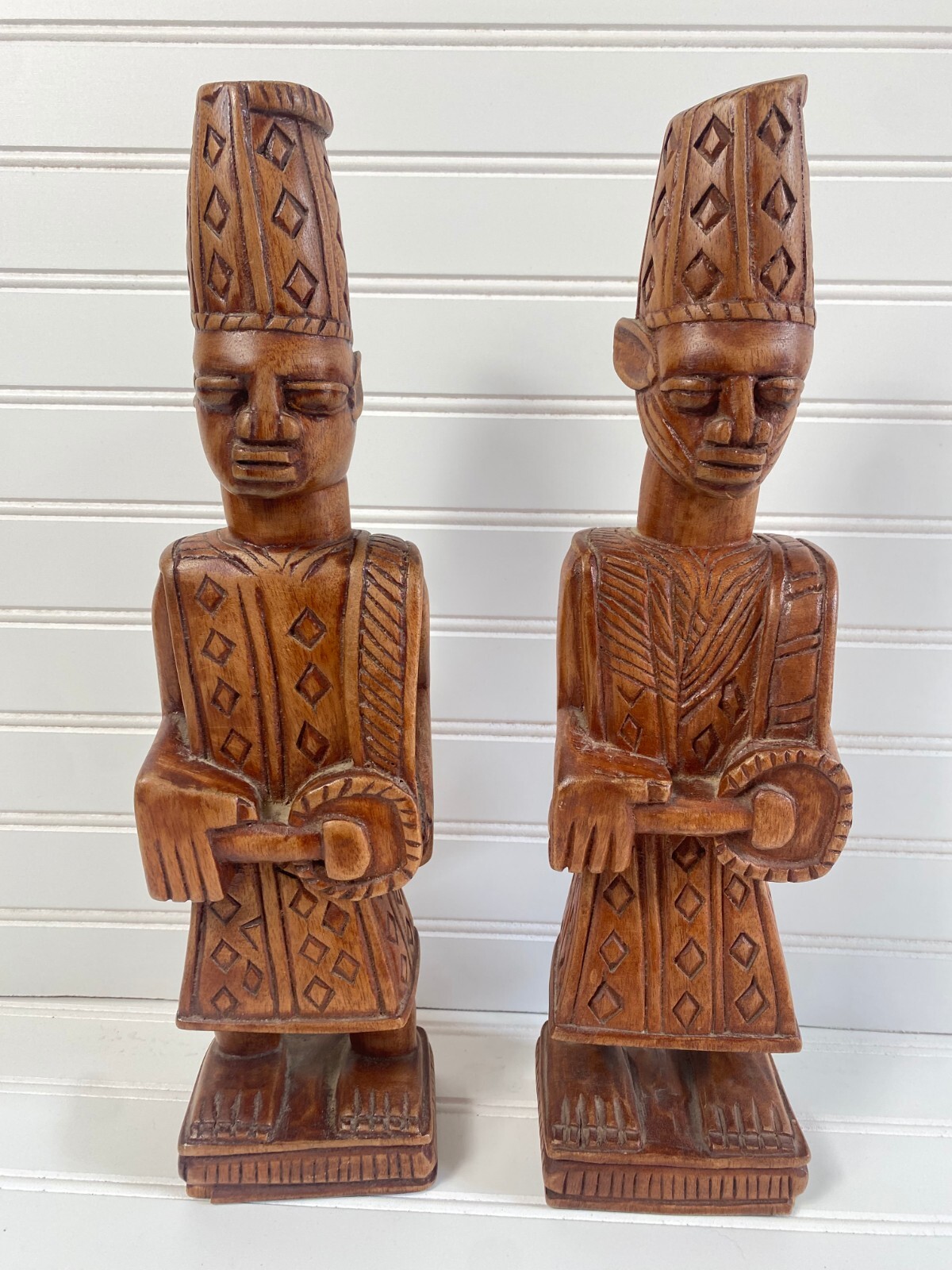 Vintage Fakeye Hand Carved Primitive Tribal Aboriginal Musician Figure Set
