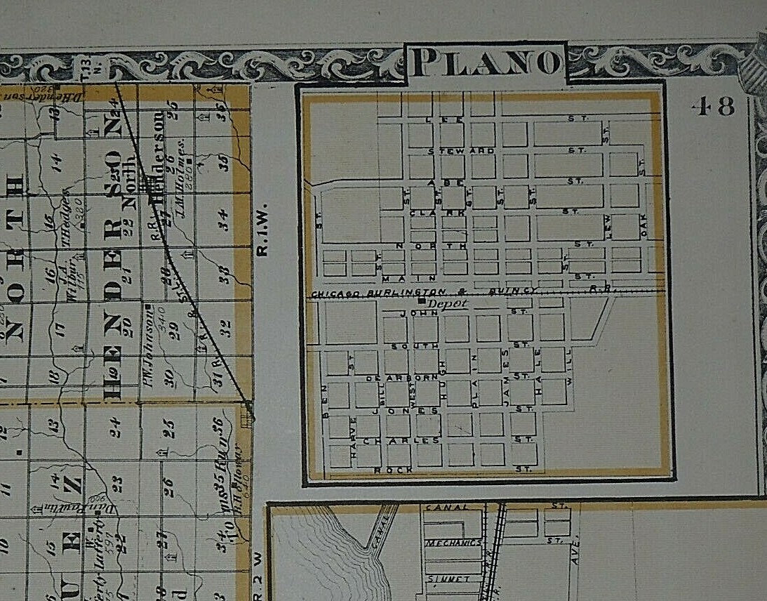 Authentic 1876 ILLINOIS County Map HENDERSON w/ MERCER – ROCK ISLAND on Reverse