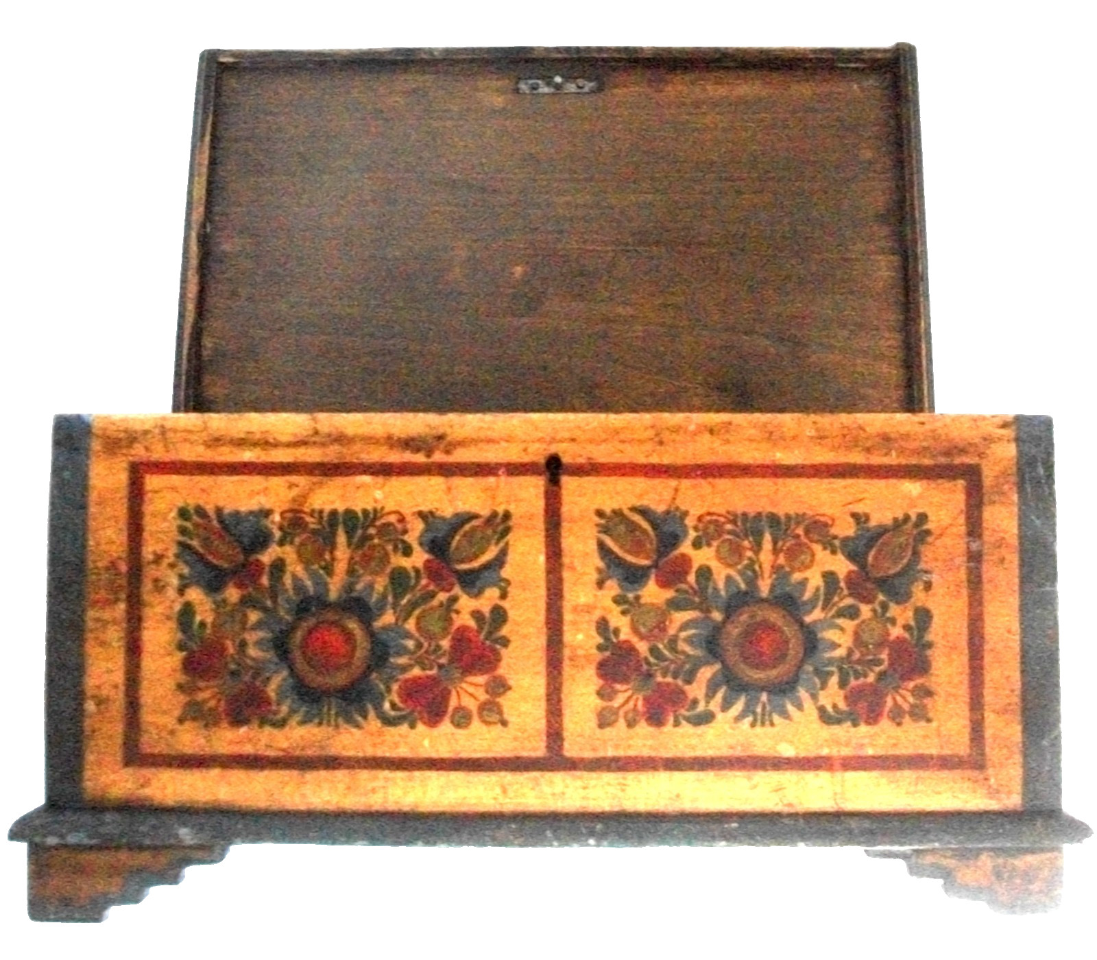 Antique Late 19th Century Handmade Handpainted Scandinavian Mini Storage Chest