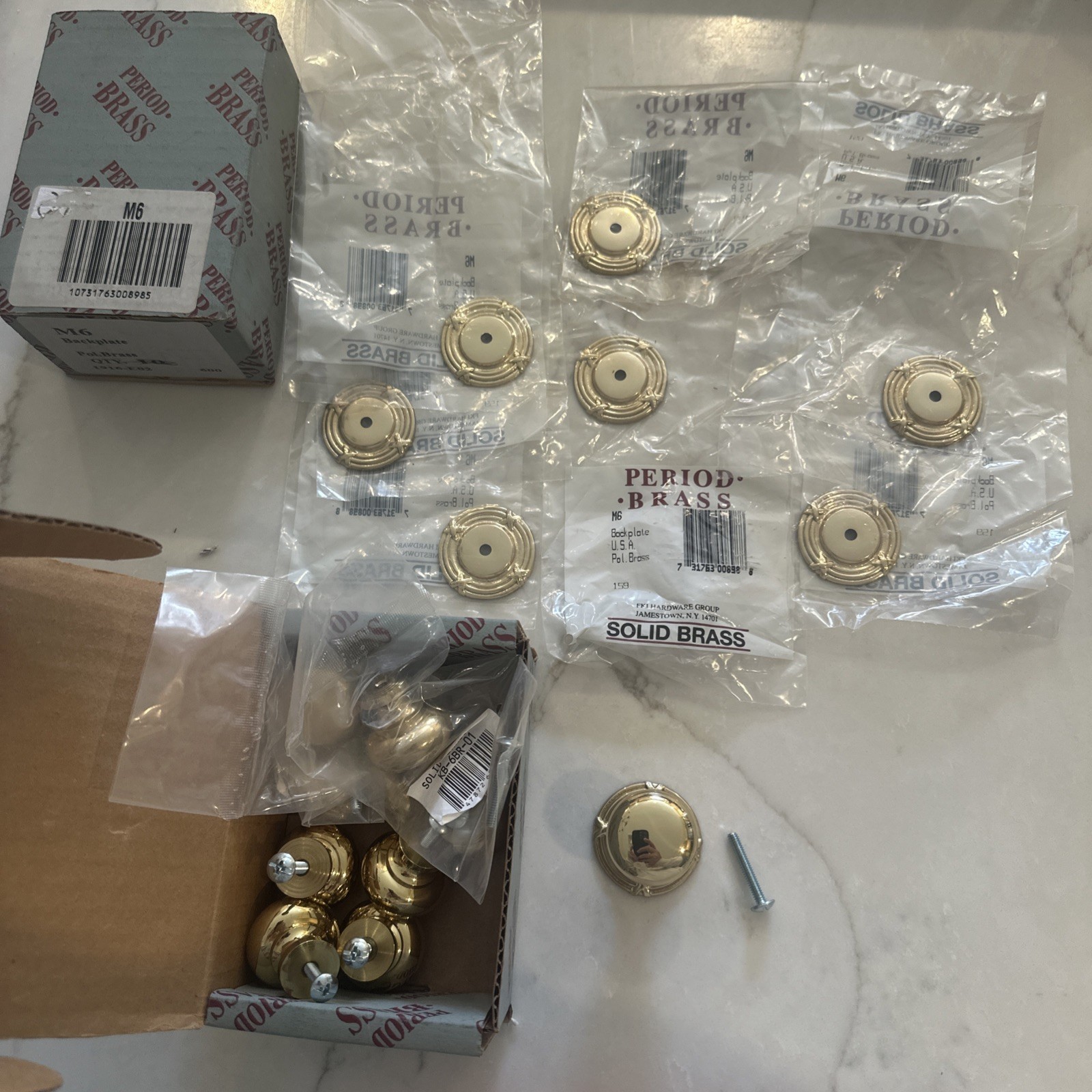 Vintage (10) PERIOD BRASS a3 knob 1-1/4 inch brass,(8) M6 back plates