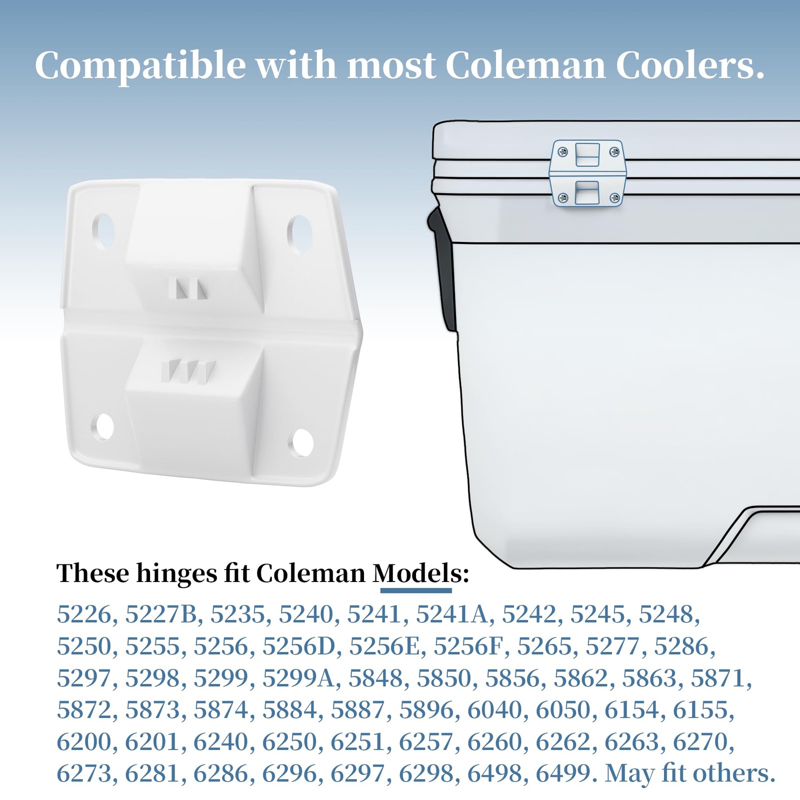 Cooler Plastic Hinges Replacement Compatible with Coleman Coolers White