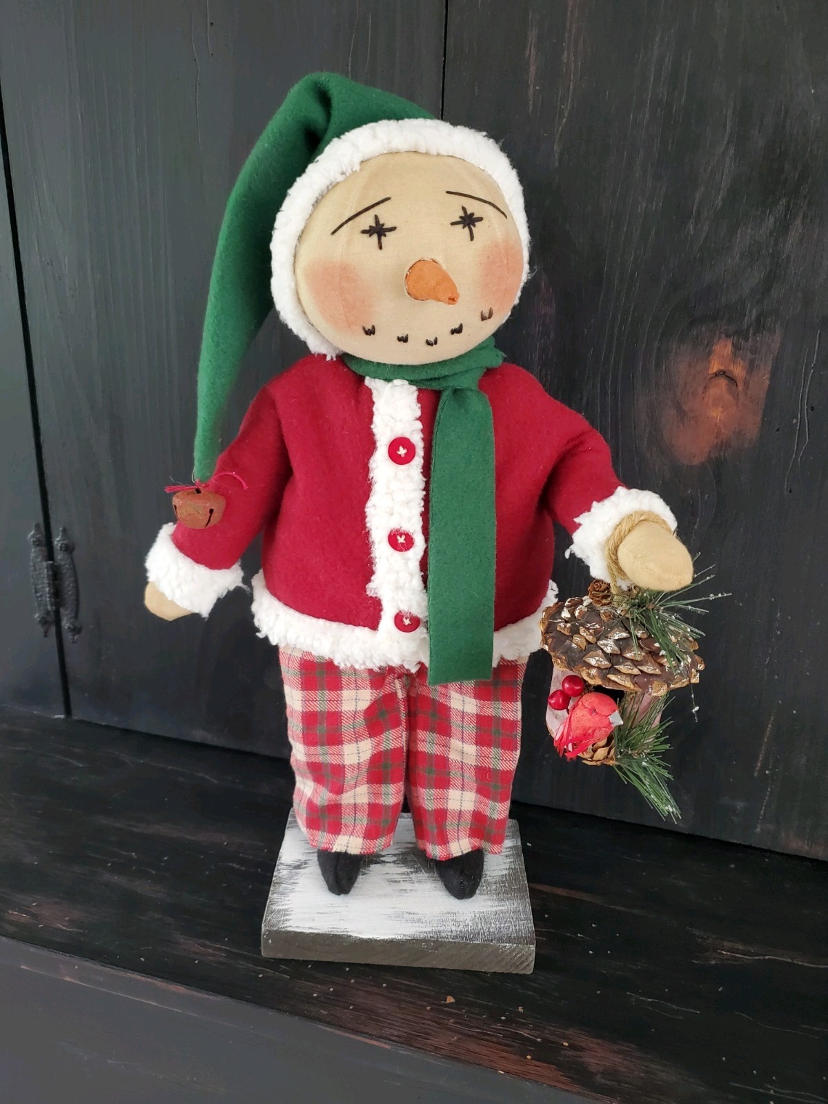 Primitive Christmas snowman doll, Christmas doll, Christmas snowman