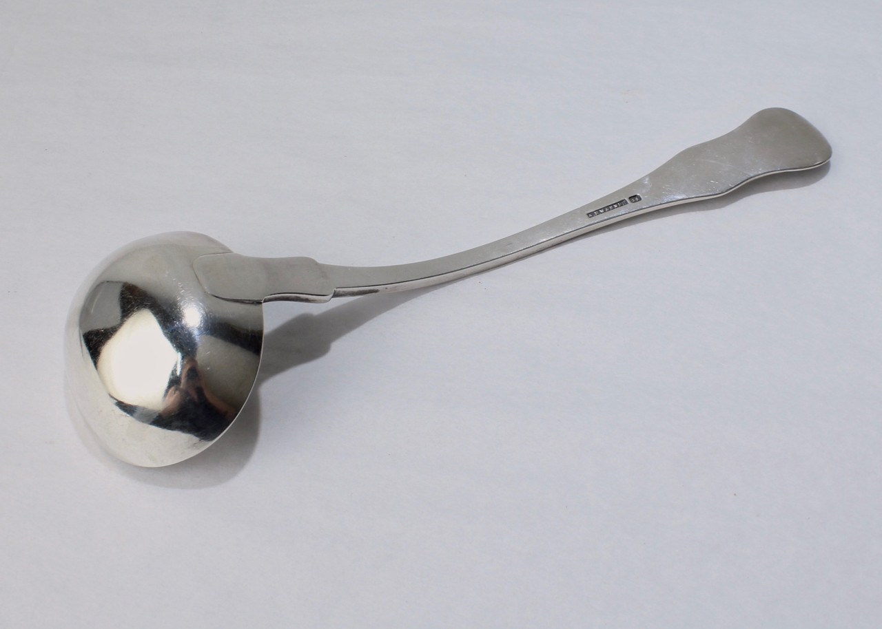 Fine 19C A.E. Warner Baltimore Coin Silver Kings Pattern Soup or Punch Ladle.