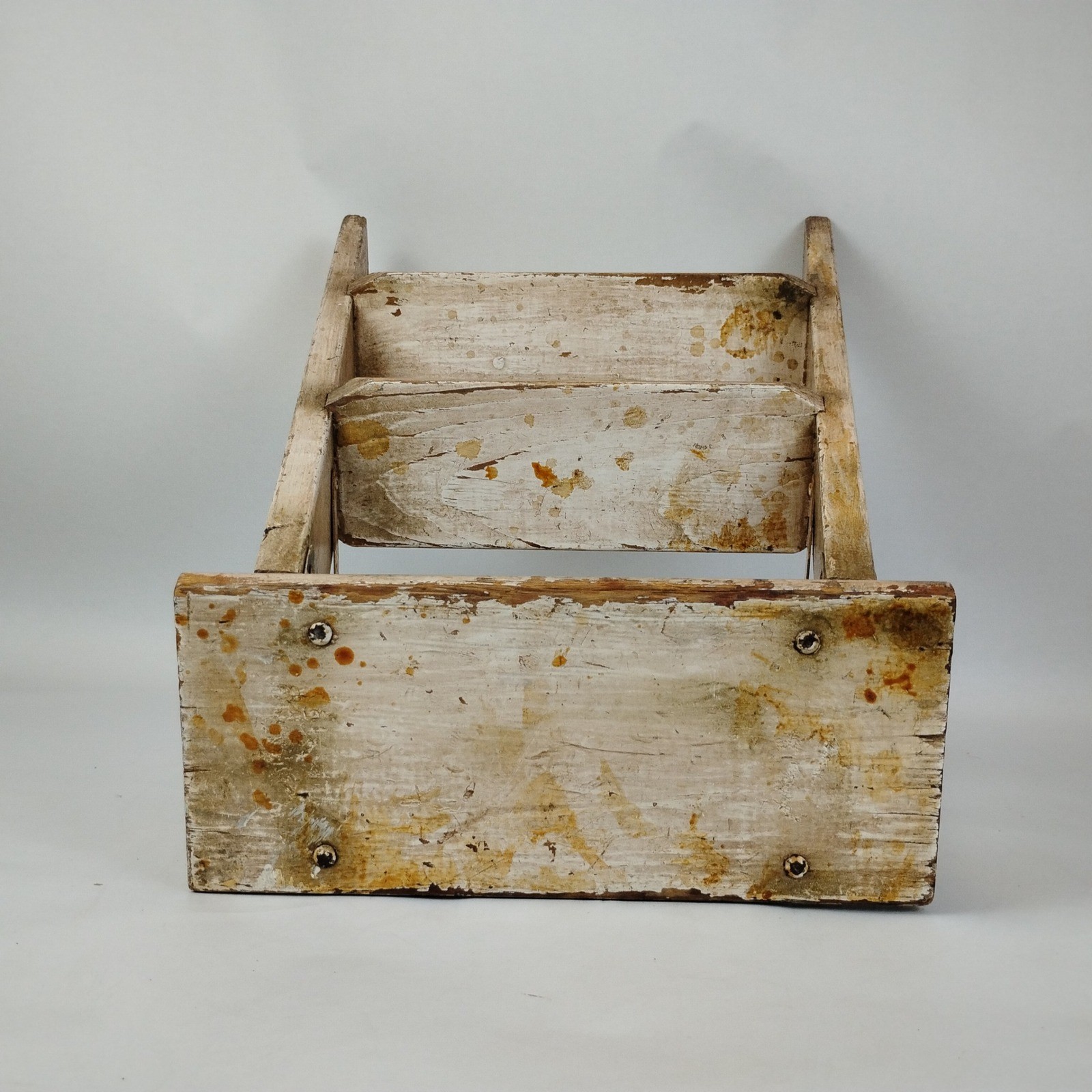 Vintage Wooden 3 Step Stool Ladder Rustic Farmhouse Plant Stand White 22″ Prop