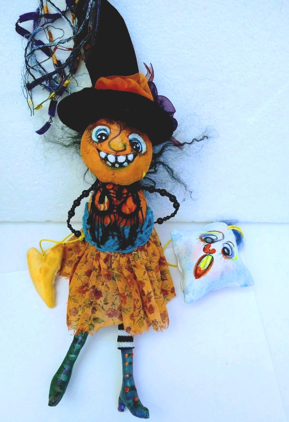 Hanging Primitives Witch Cloth Doll 9″ New Handmade