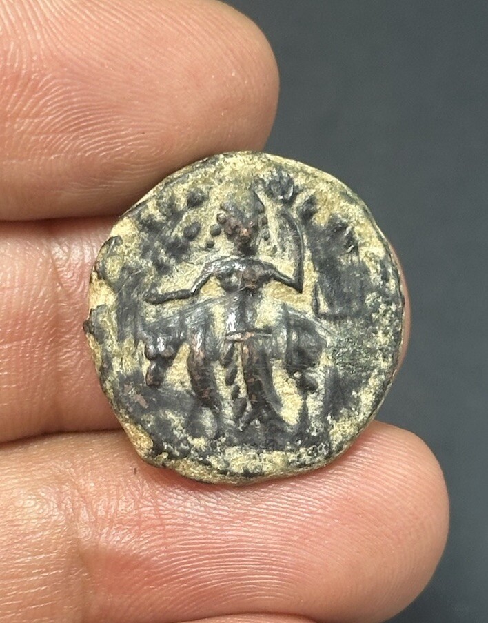 Ancient Kushan Vasu Deva Copper Coin Siva With Bull Silk Road Coin 230 Ad