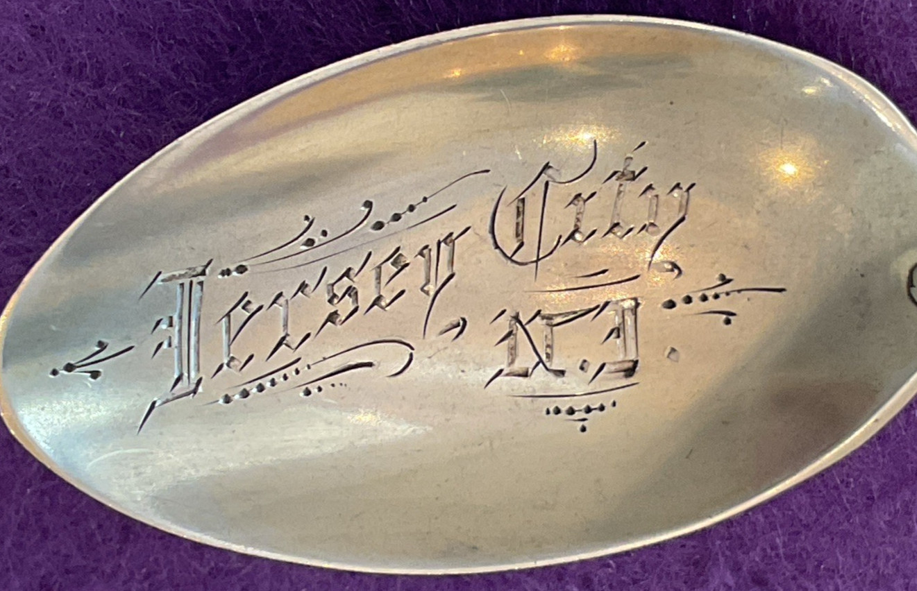 Gorham Versailles Lady & Cherub 5.2″ Sterling Souvenir Spoon Jersey City NJ 16g