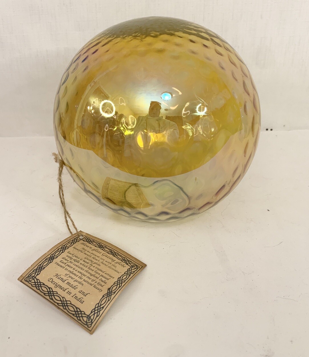 BLOWN GLASS Hand Made 8″ Diameter Round Circle Flat Bottom Transparent