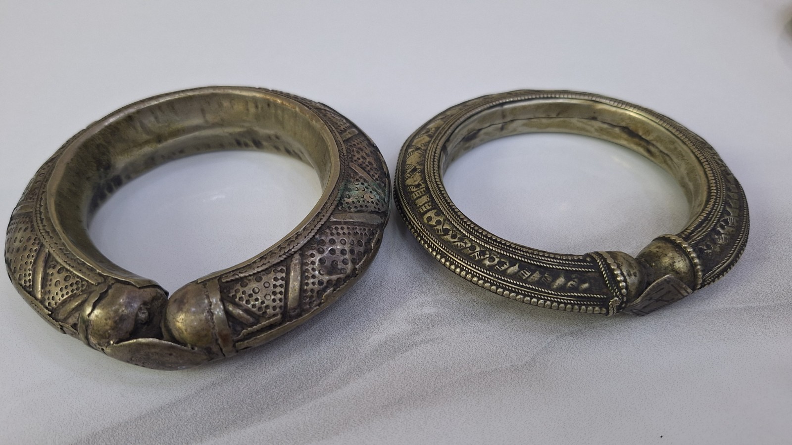 Two ANTIQUE Silver Yemeni Jewish Tribal Bedouin barcelets handmade 141 G