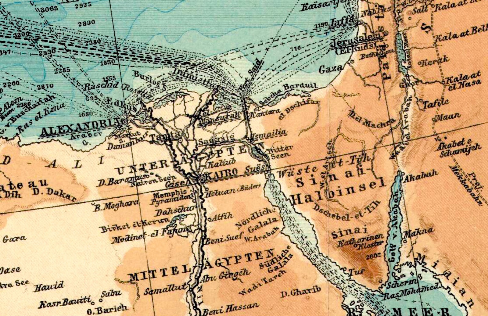 Mediterranean Sea Original Dated 1905 Spain Gibraltar Turkey Egypt Croatia
