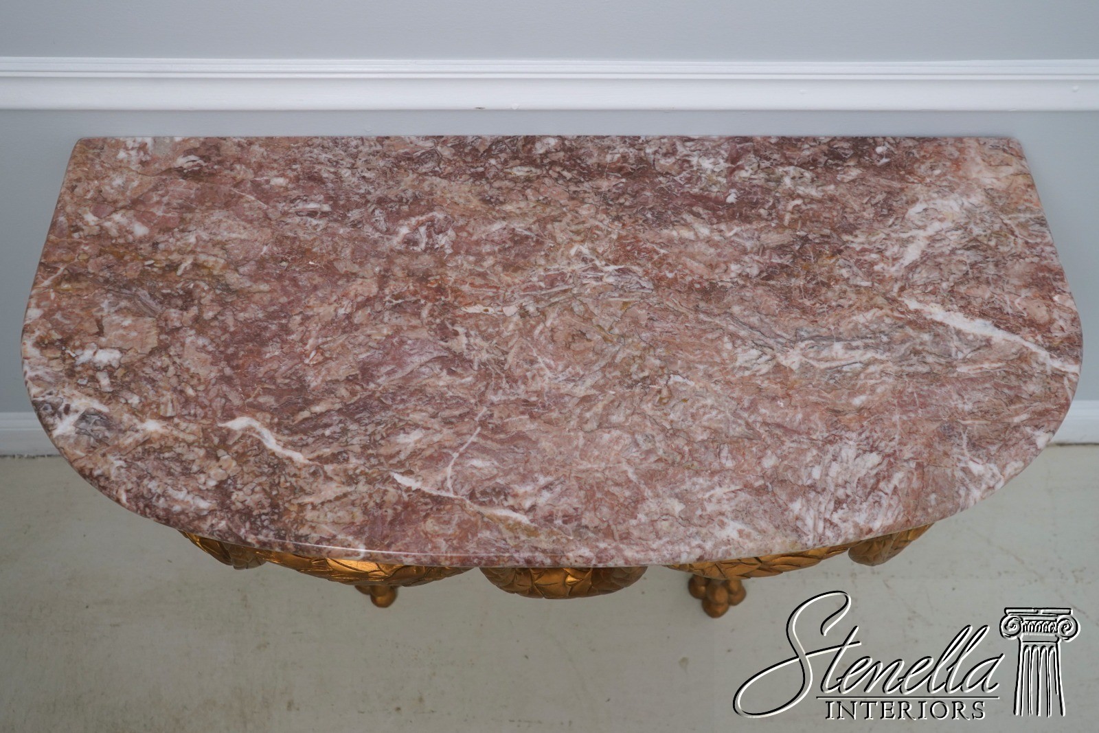 72255: Pair Of French Louis XV Style Marble Top Wall Console Tables