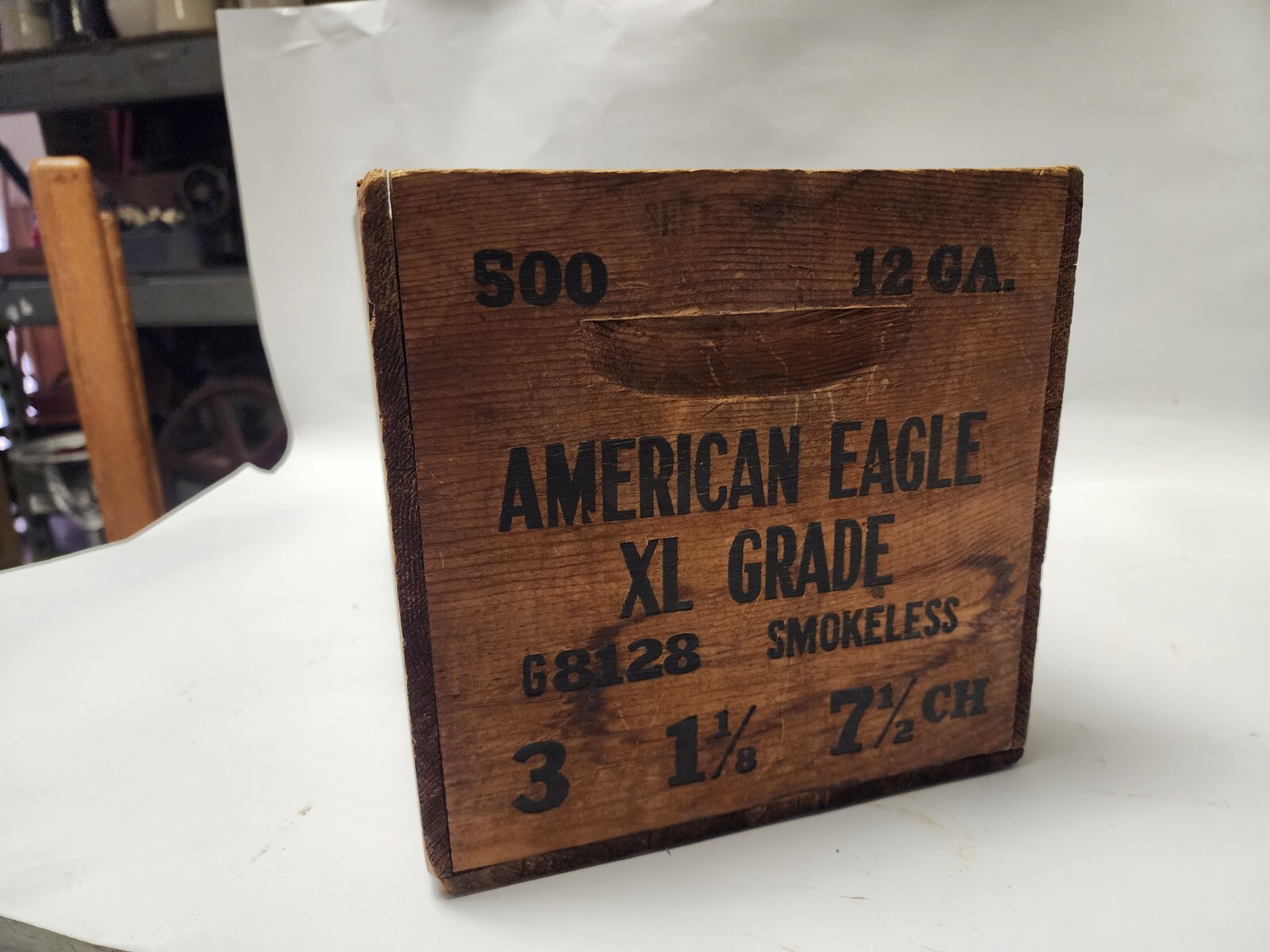 Antique American Eagle XL Grade Wood Ammo Box 500 12 GA