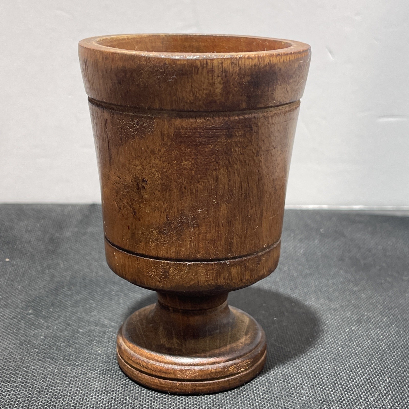 Primitive Antique Wood Mortar Rustic Turned Kitchen Treenware Tool 5.5” Cottage