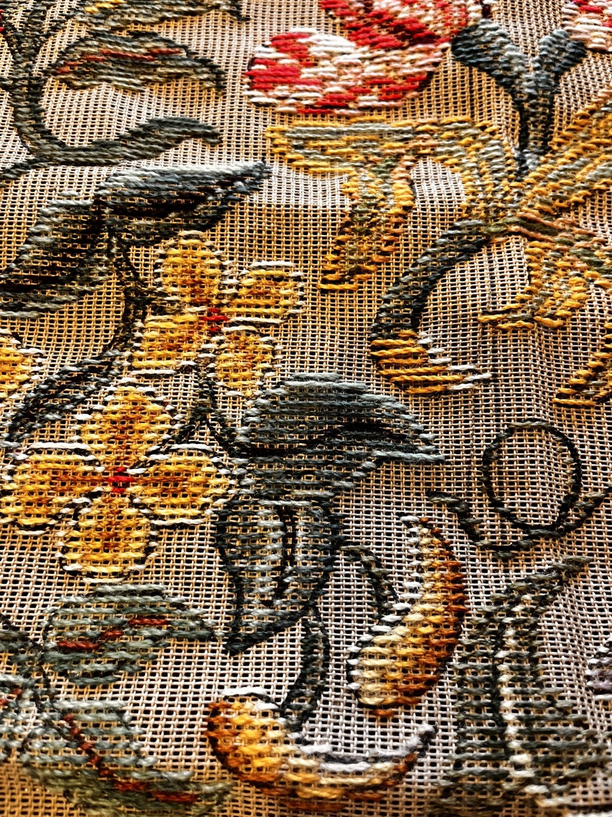Vintage Unfinished Floral Flower Needlepoint Chair Seat Or Pillow Covers 27×22”