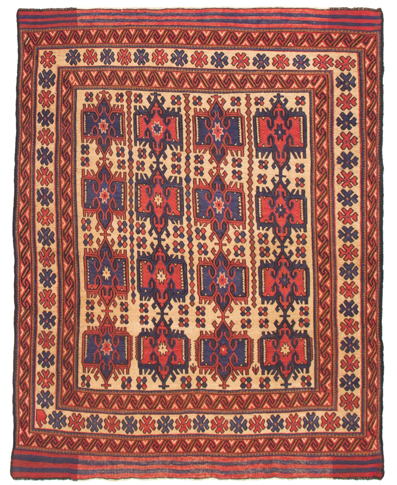 Vintage Hand Woven Area Rug 6’10” x 8’9″ Traditional Wool Oriental Carpet