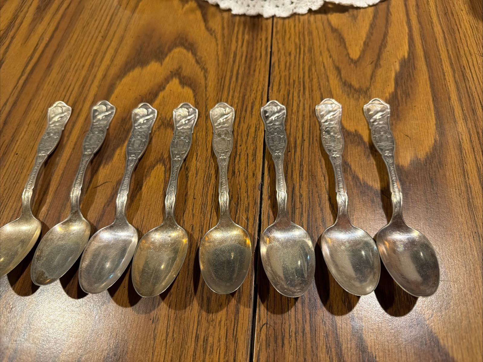 VTG Lot Of 8 New York State Seal Silver Plate Spoons 1881 Roger A1 Plate