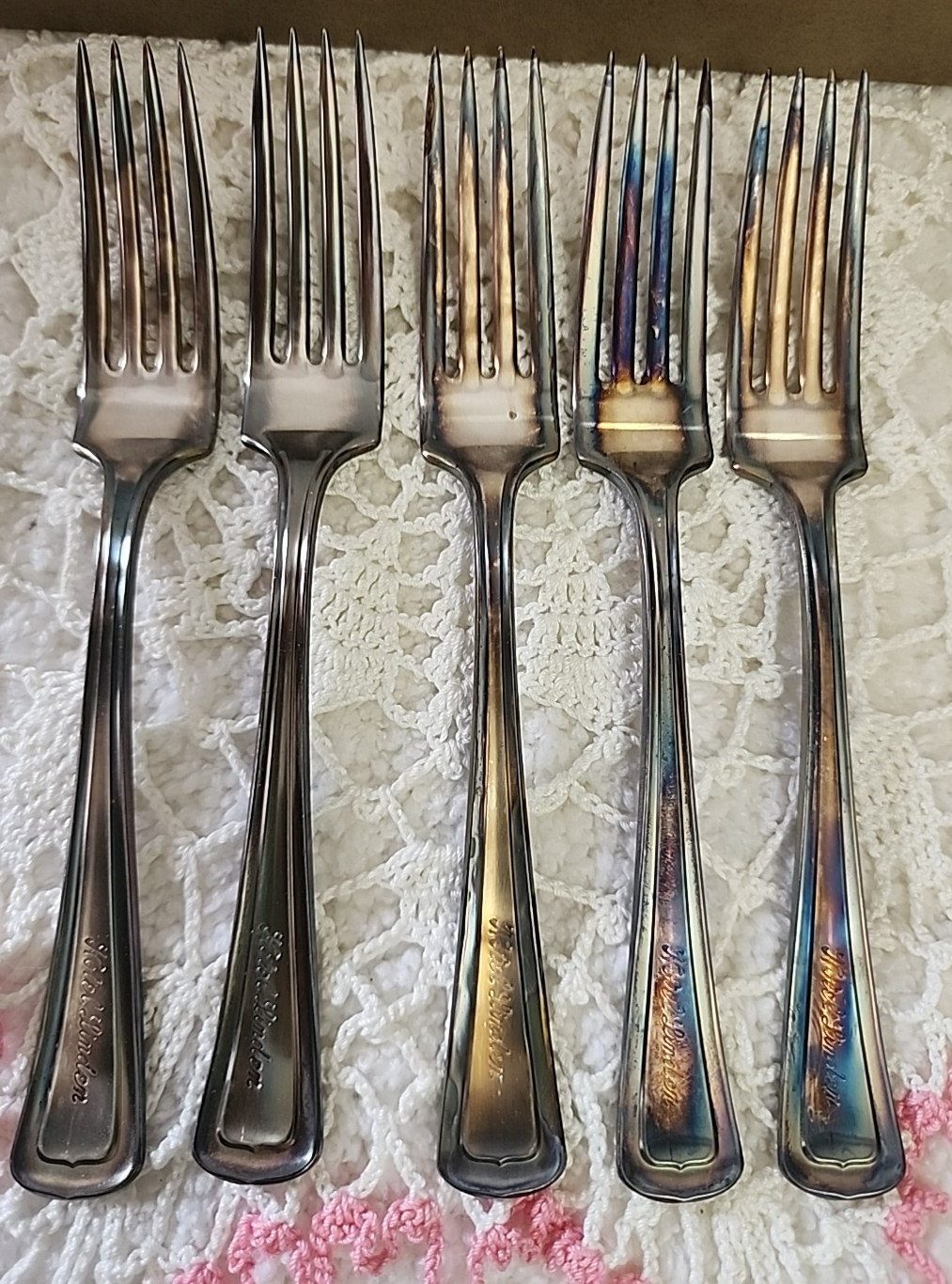 Vintage Albert Pick Co Dorchester Silver-Plated Dessert Forks Lot 23 Tarnished
