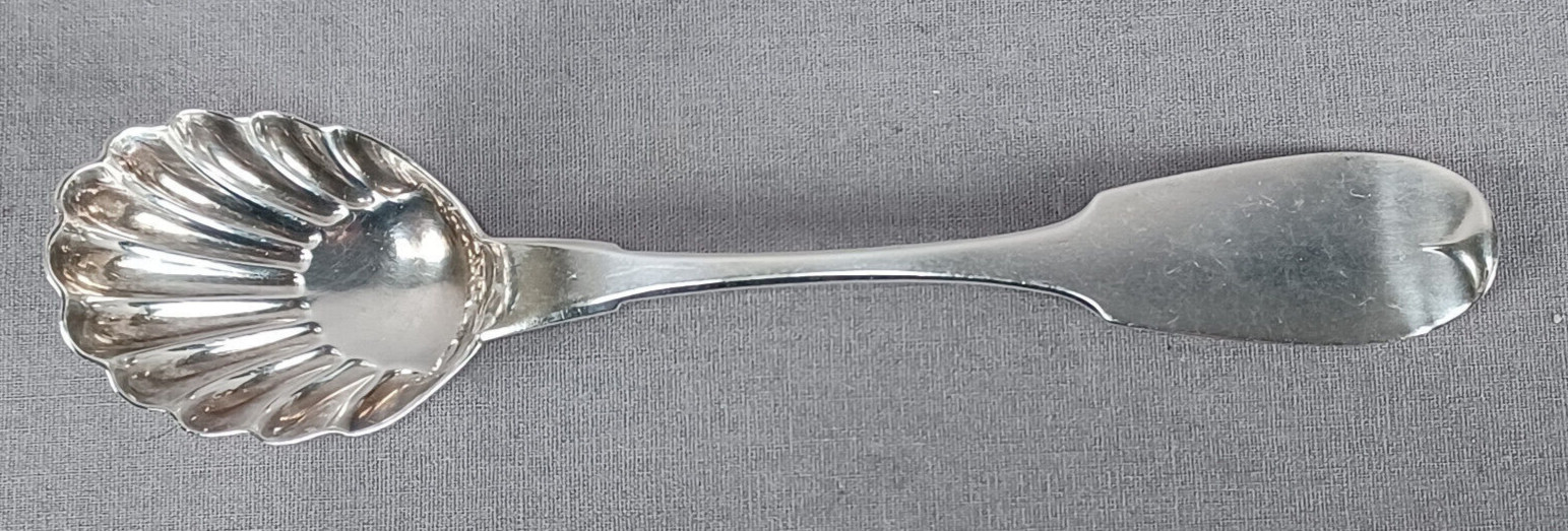 Joseph Seymour Syracuse New York Coin Silver Shell Sugar Spoon C.1835-1887