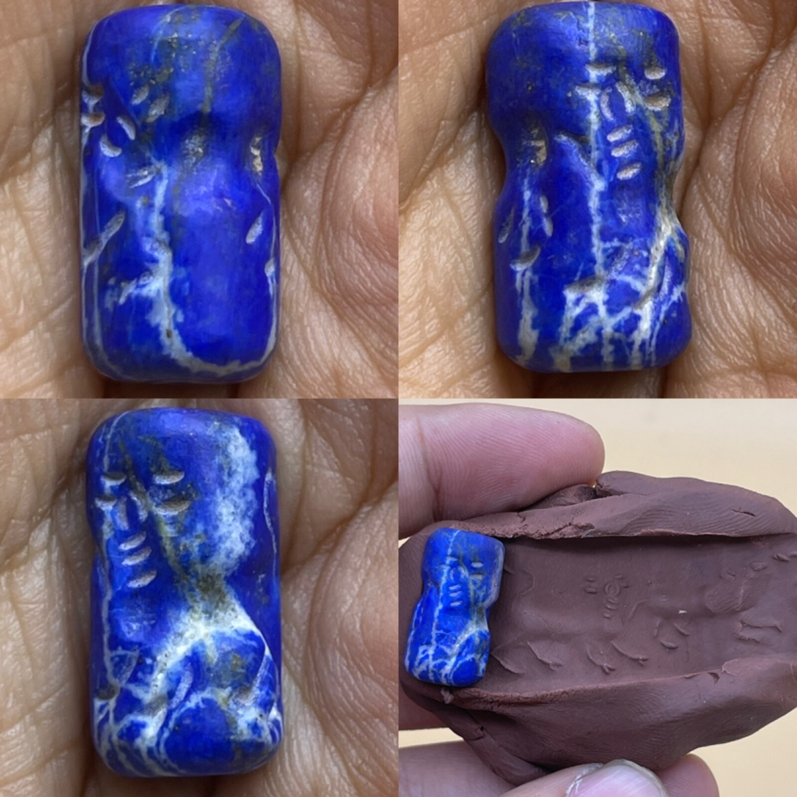 Wonderful Antique Near East Old Lapis lazuli Cylinder Bead Seal Circa 250BC