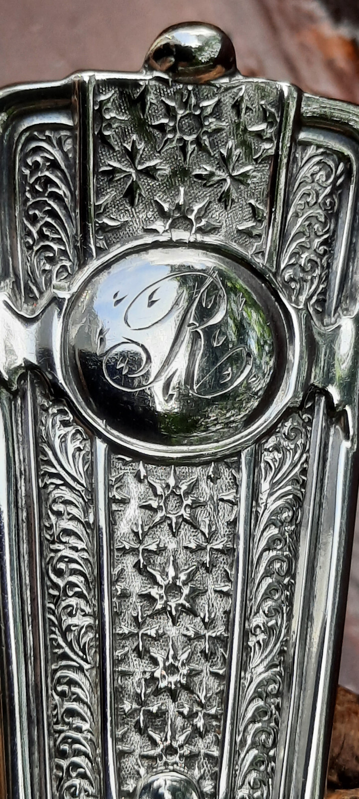 Sterling Silver Wendt Ribbon Pattern Jam or Pudding Spoon w Goldwashed Blade
