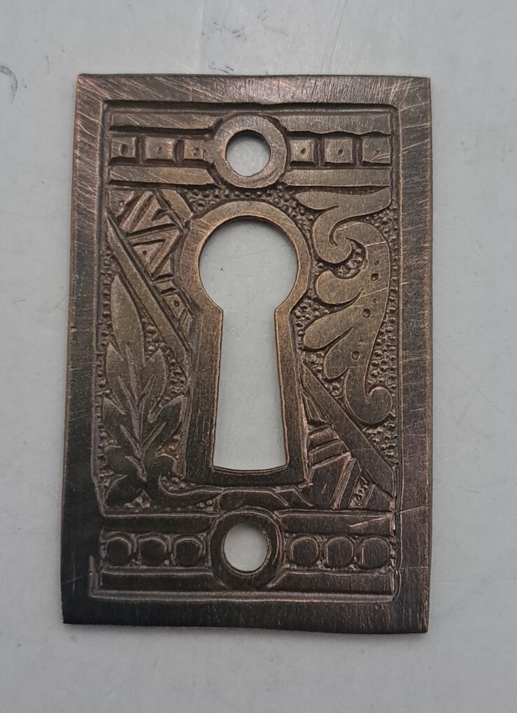 Antique Brass EastLake Design Key Hole Cover Escutcheon Vintage Hardware