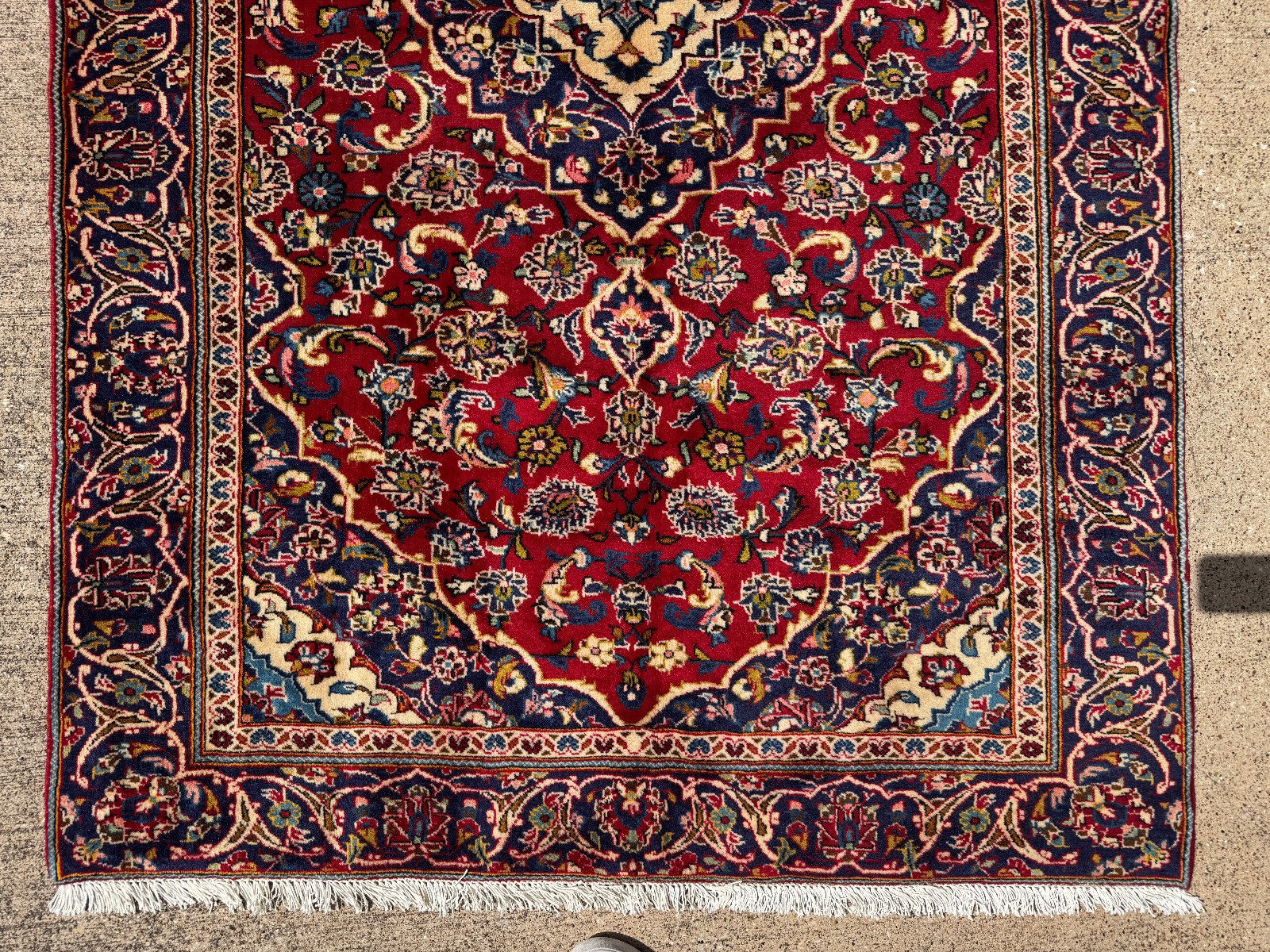 5×8 RED VINTAGE ORIENTAL RUG hand-knotted fine handmade small navy blue wool 5×7