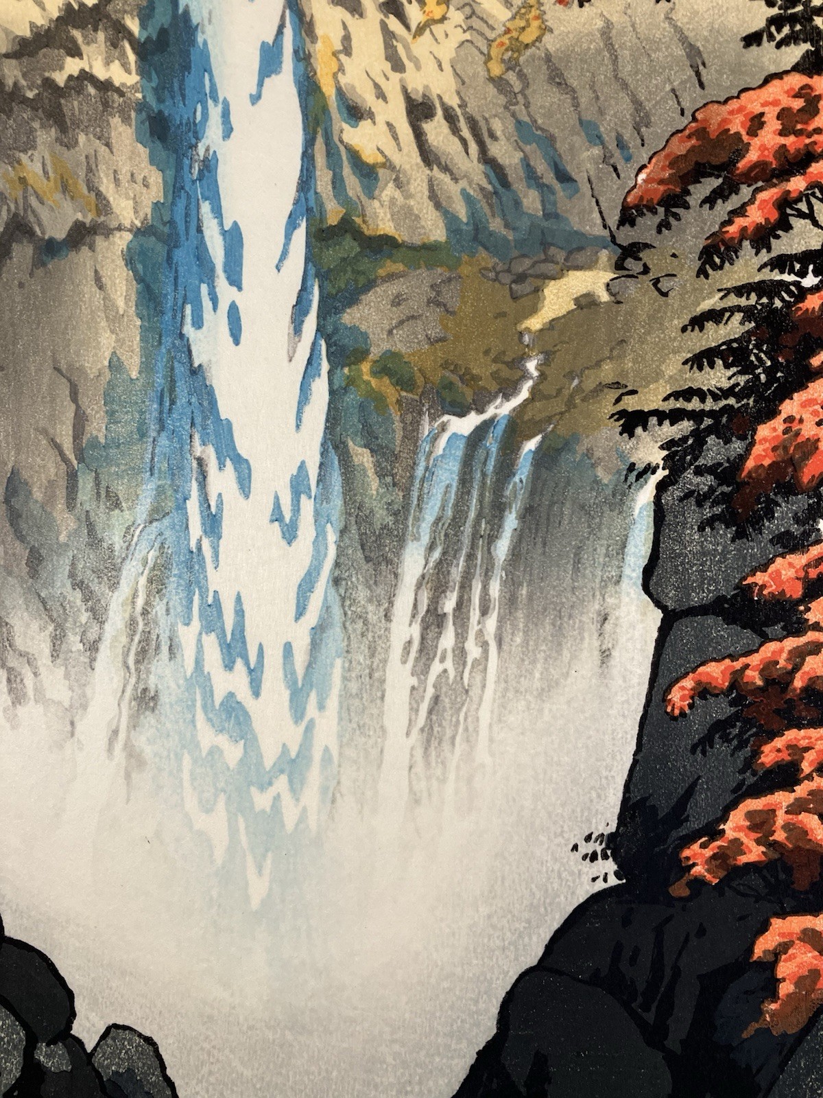 Kasamatsu Shiro Woodblock Print “Kegon Waterfall at Nikko” Shin-hanga