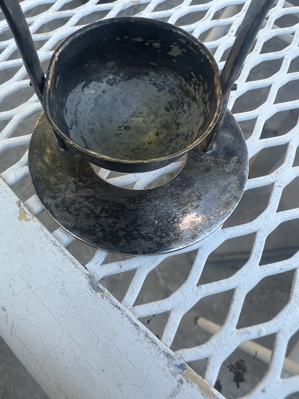 Vintage English Silver Plated Tea Strainer Stand Rotating Bowls
