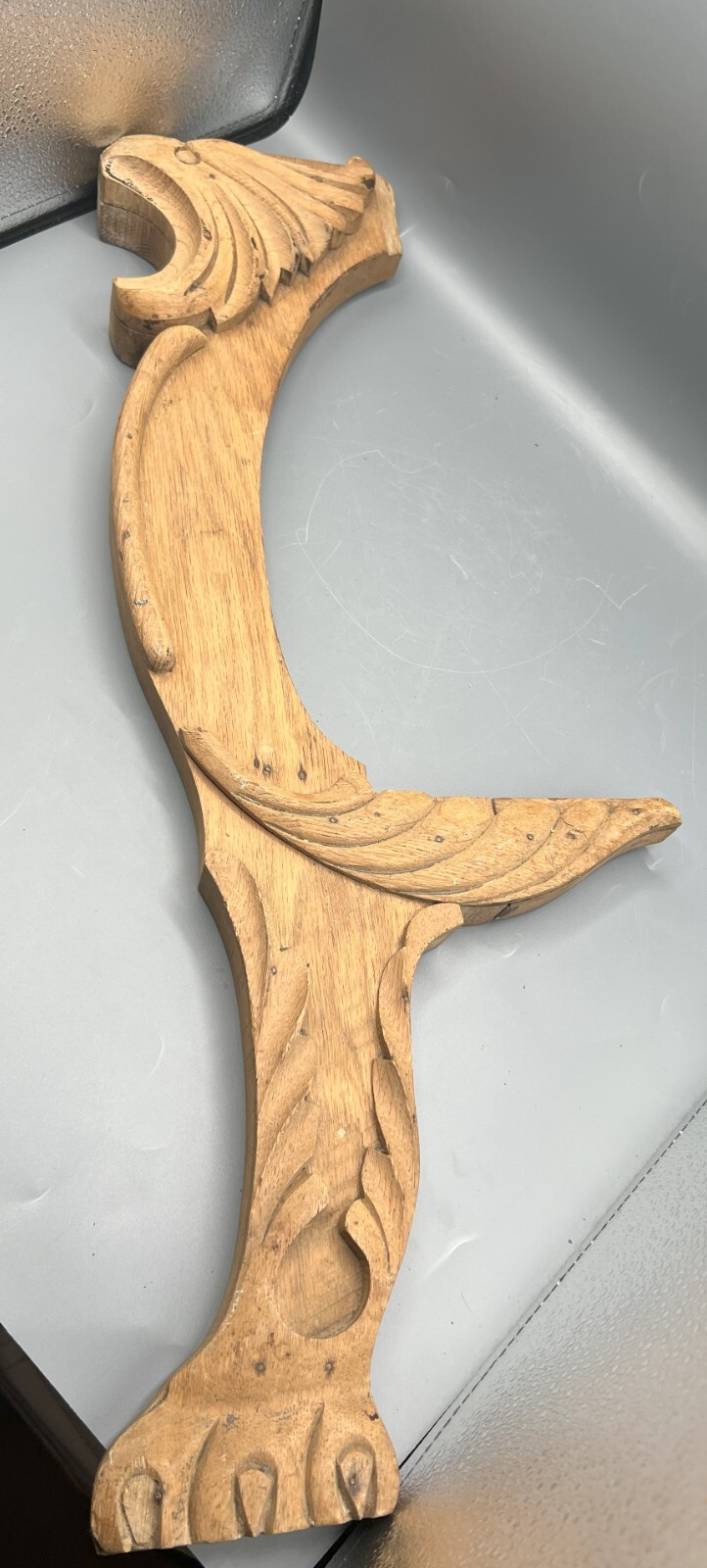 Antique Wooden Dragon/Gargoyle Headed & Paw Foot Chair Frame~Leg Front~ Salvage